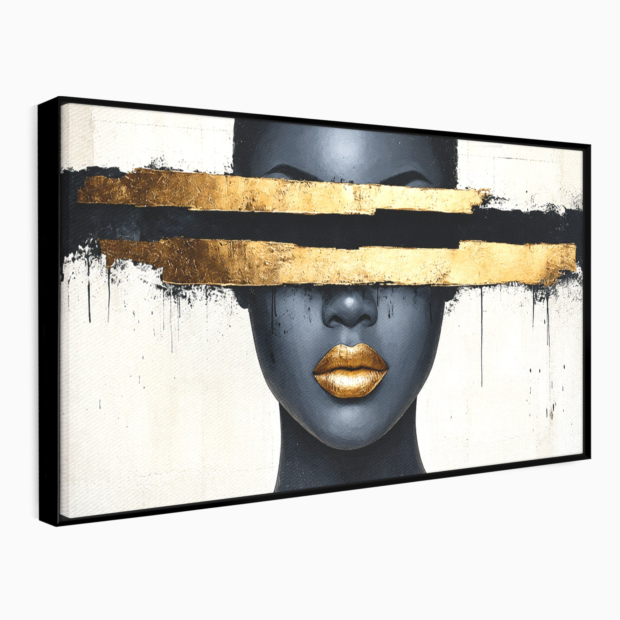 Tablou Canvas Premium LuxCanva® C1374, Portret Abstract Cu Auriu, Portret, Abstract, Modern, Dormitor, Birou, Culori Vibrante