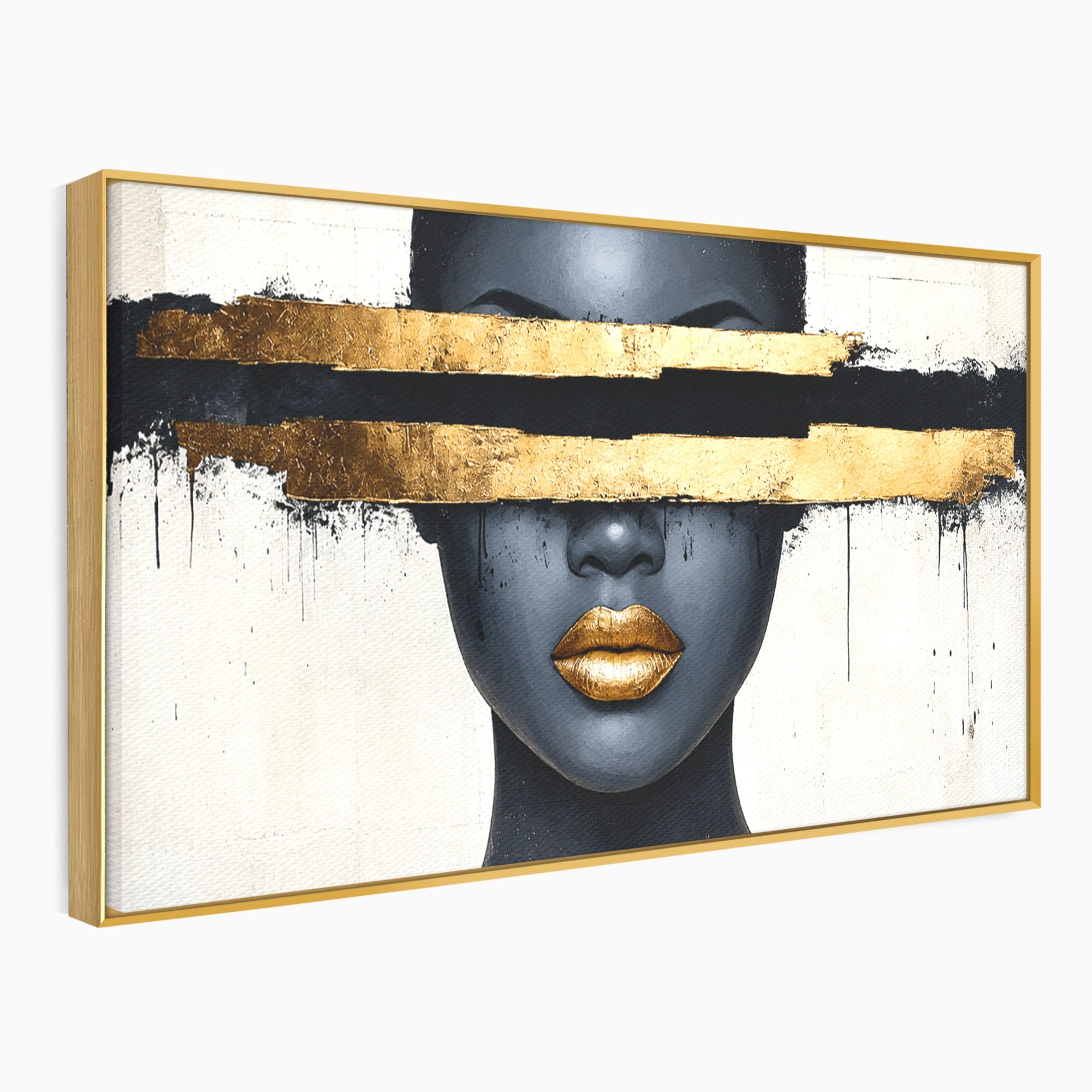 Tablou Canvas Premium LuxCanva® C1374, Portret Abstract Cu Auriu, Portret, Abstract, Modern, Dormitor, Birou, Culori Vibrante
