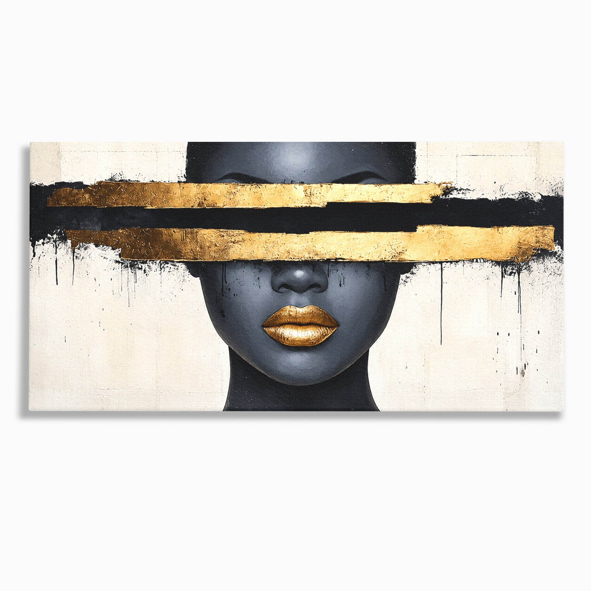 Tablou Canvas Premium LuxCanva® C1374, Portret Abstract Cu Auriu, Portret, Abstract, Modern, Dormitor, Birou, Culori Vibrante