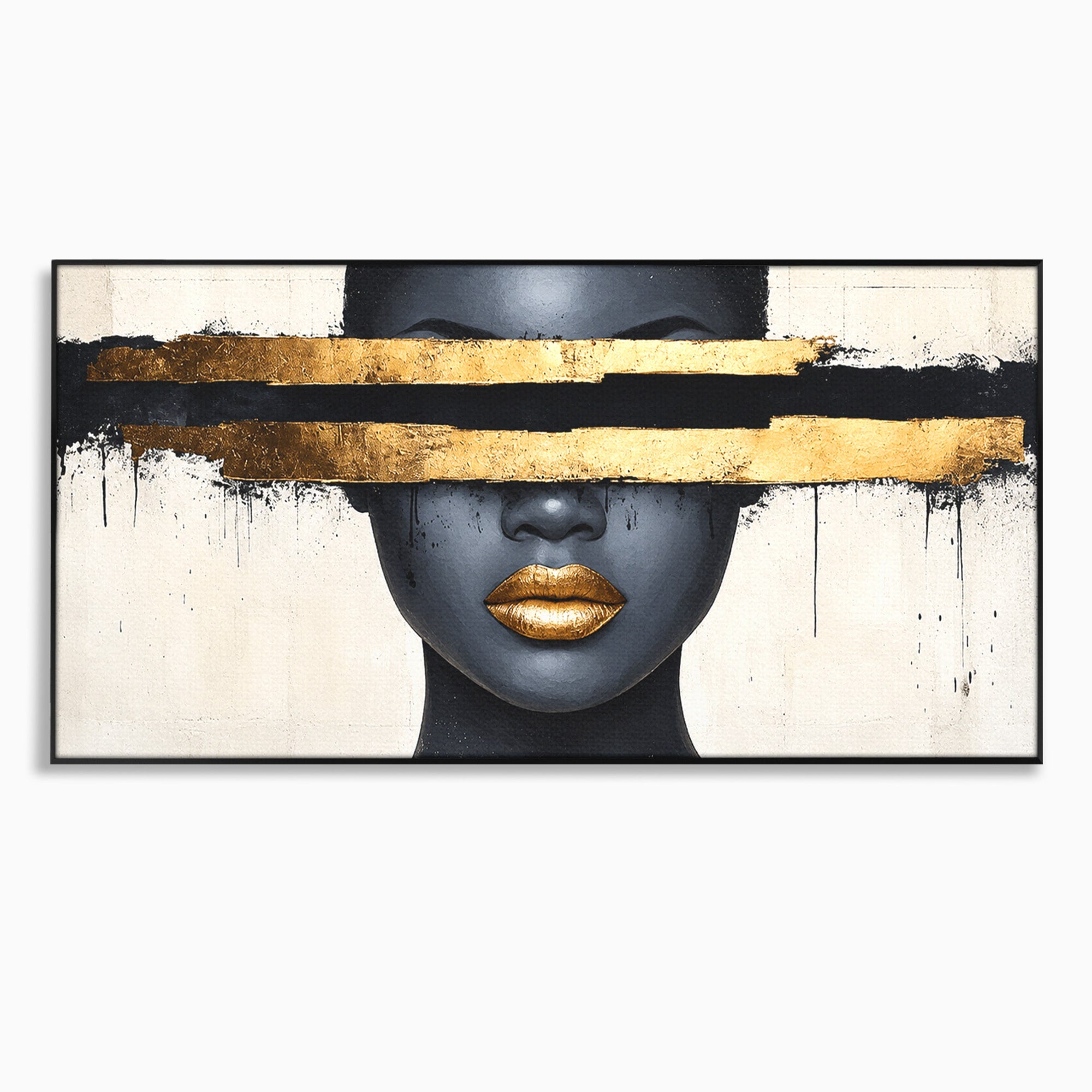 Tablou Canvas Premium LuxCanva® C1374, Portret Abstract Cu Auriu, Portret, Abstract, Modern, Dormitor, Birou, Culori Vibrante