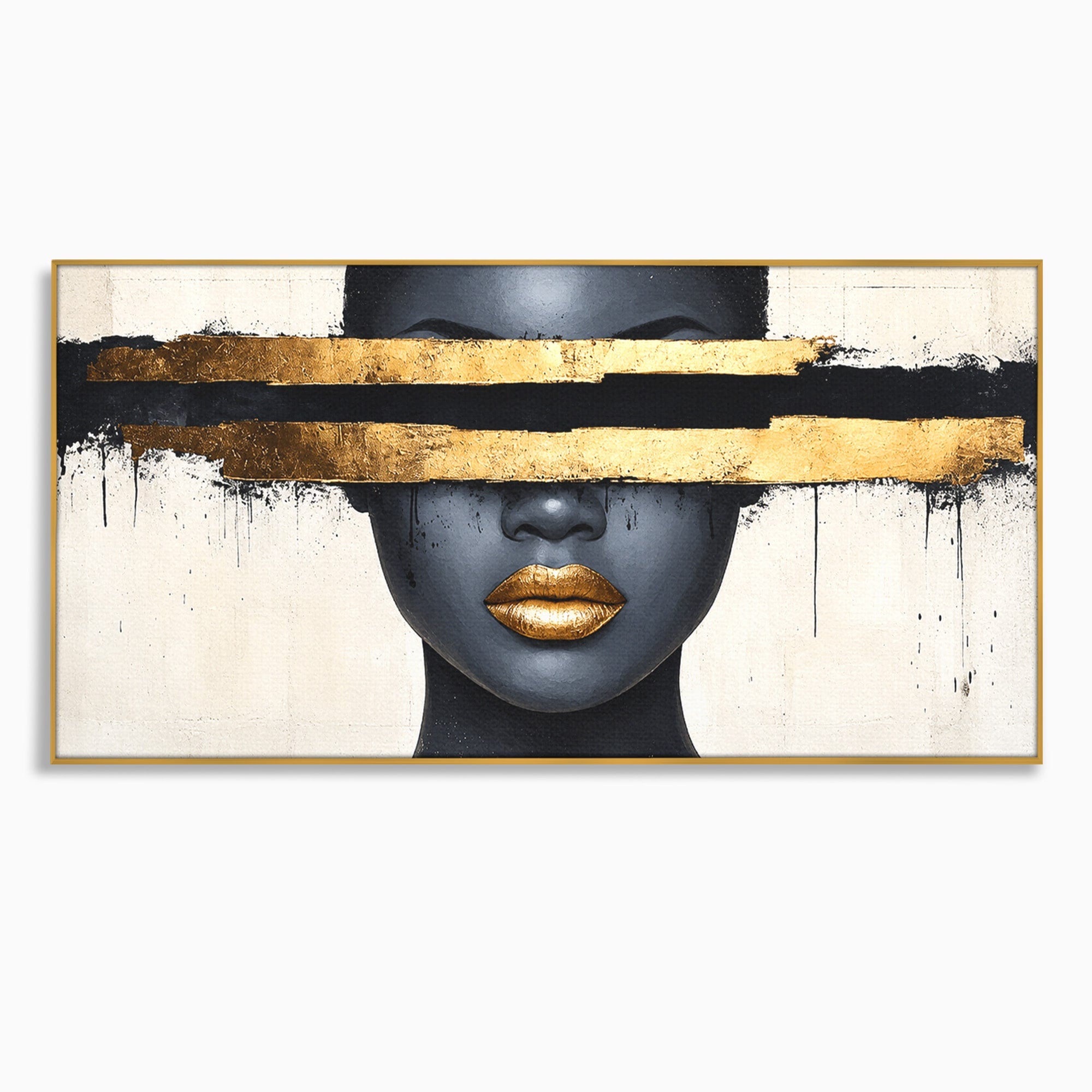 Tablou Canvas Premium LuxCanva® C1374, Portret Abstract Cu Auriu, Portret, Abstract, Modern, Dormitor, Birou, Culori Vibrante