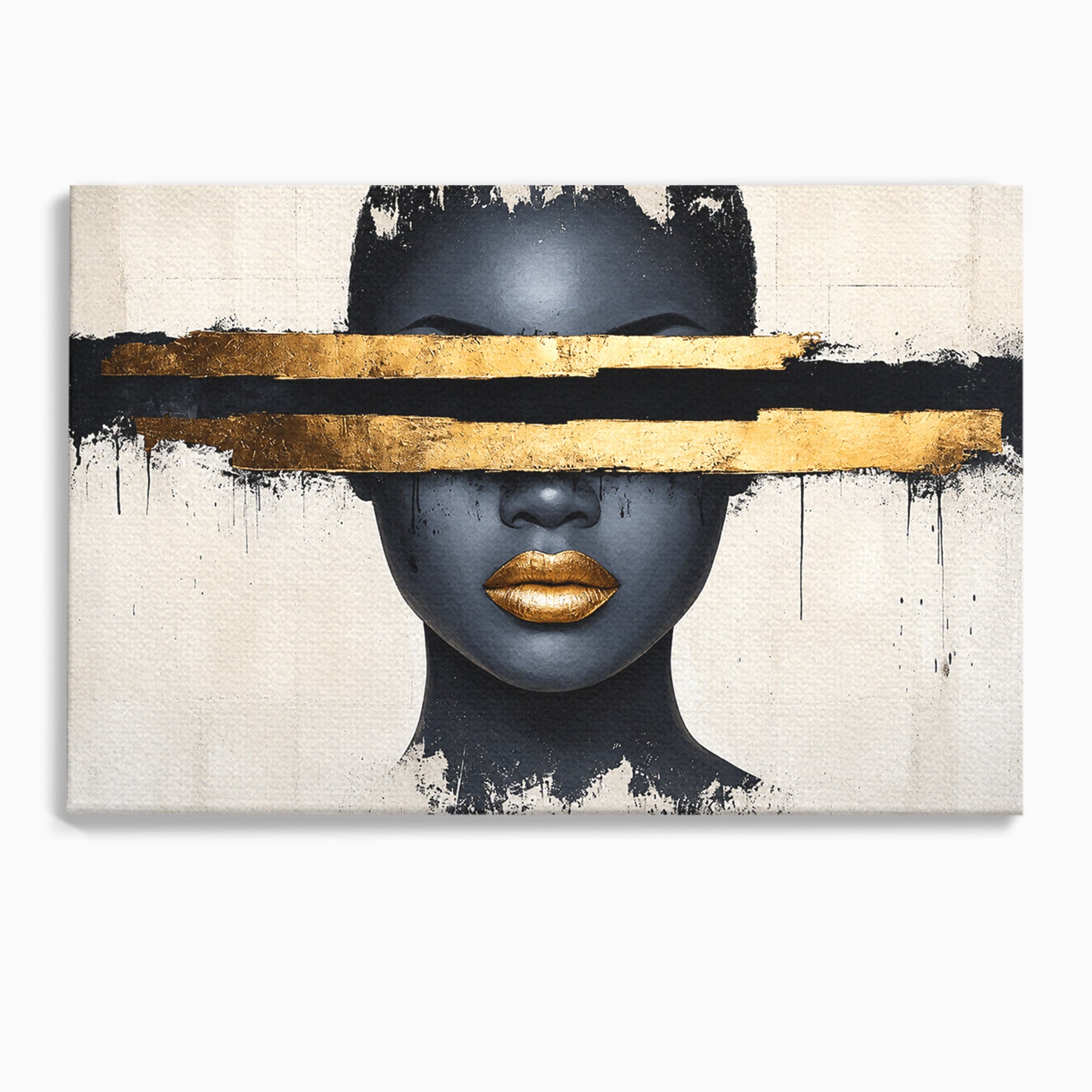 Tablou Canvas Premium LuxCanva® C1374, Portret Abstract Cu Auriu, Portret, Abstract, Modern, Dormitor, Birou, Culori Vibrante