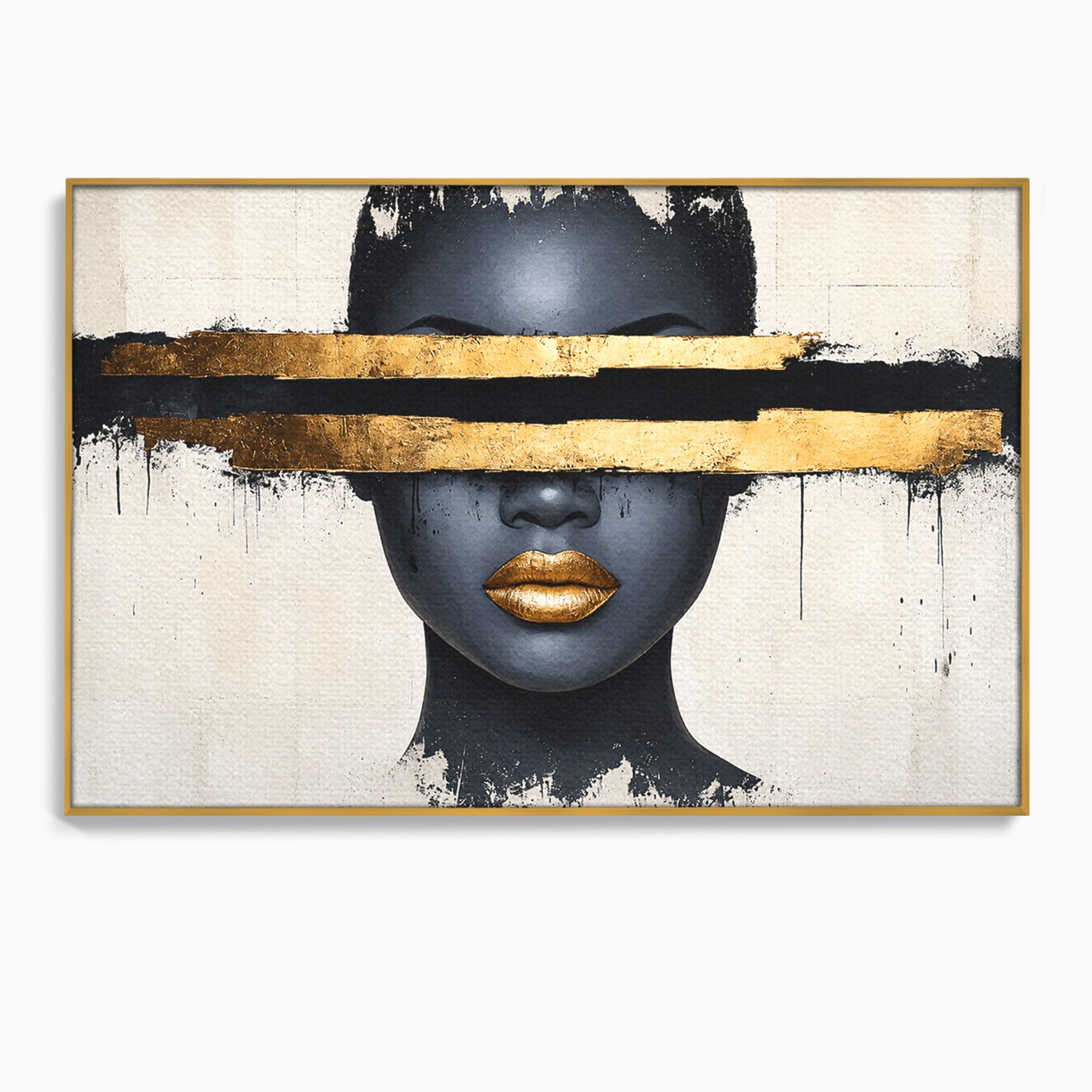 Tablou Canvas Premium LuxCanva® C1374, Portret Abstract Cu Auriu, Portret, Abstract, Modern, Dormitor, Birou, Culori Vibrante