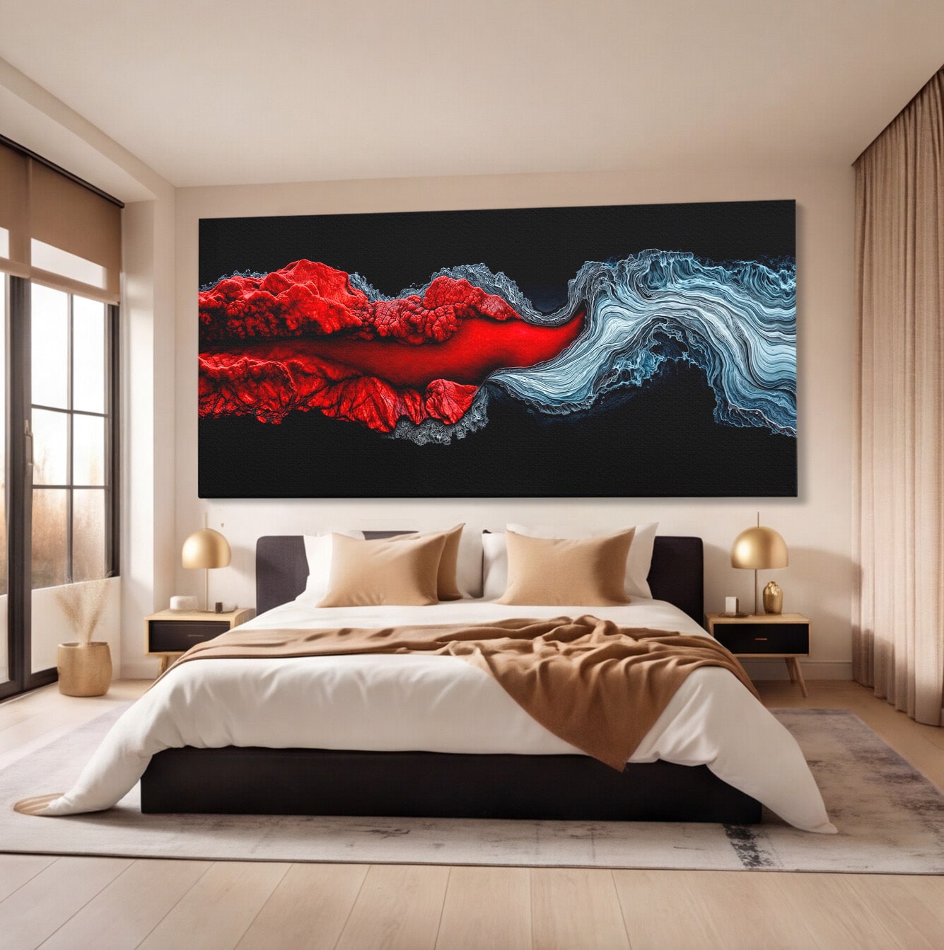 Tablou Canvas Premium LuxCanva® C1376, Fluxul de Lava, Abstract, Arta, Flux, Dramatic, Living, Dormitor, Culori Vibrante