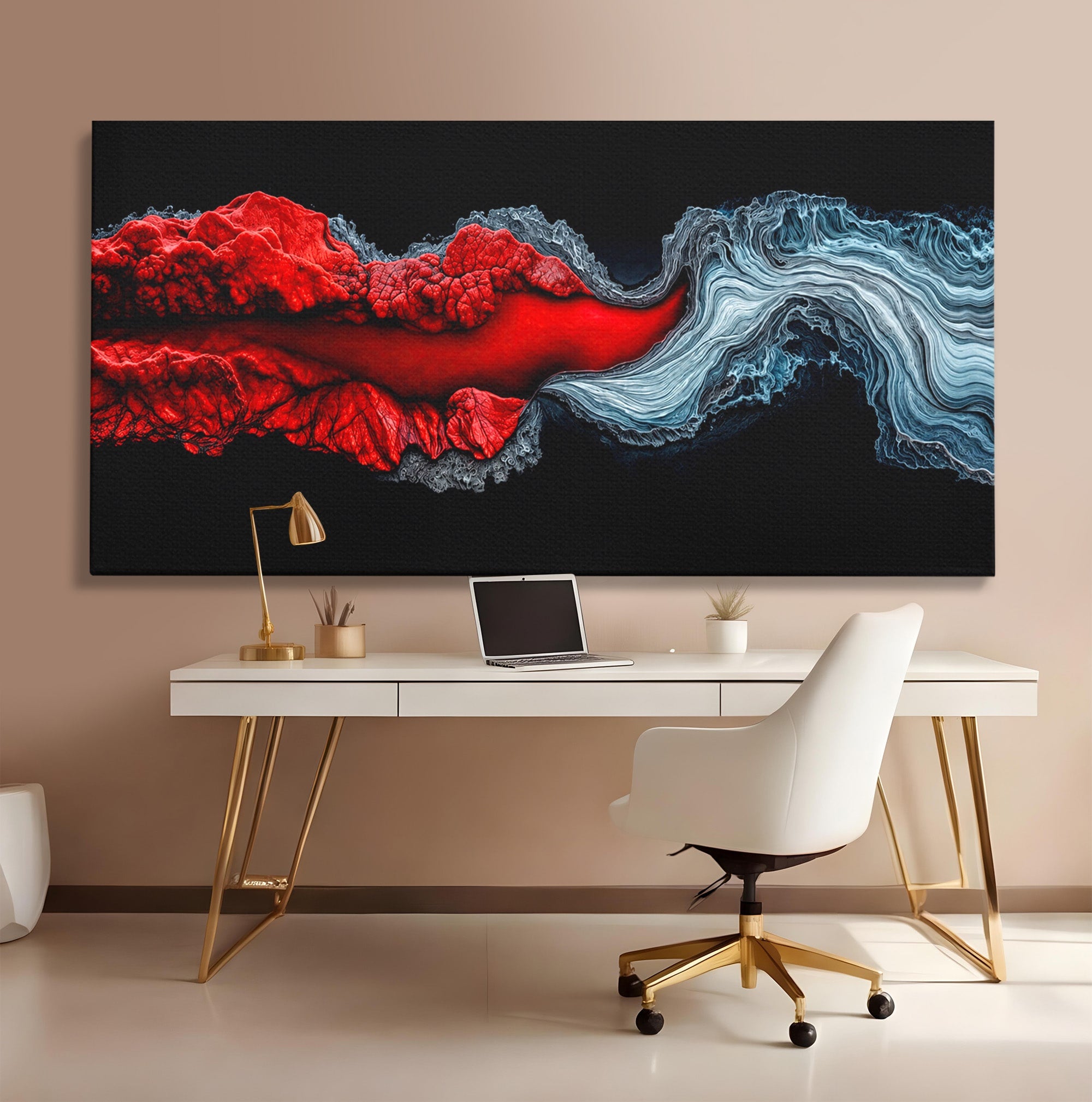 Tablou Canvas Premium LuxCanva® C1376, Fluxul de Lava, Abstract, Arta, Flux, Dramatic, Living, Dormitor, Culori Vibrante
