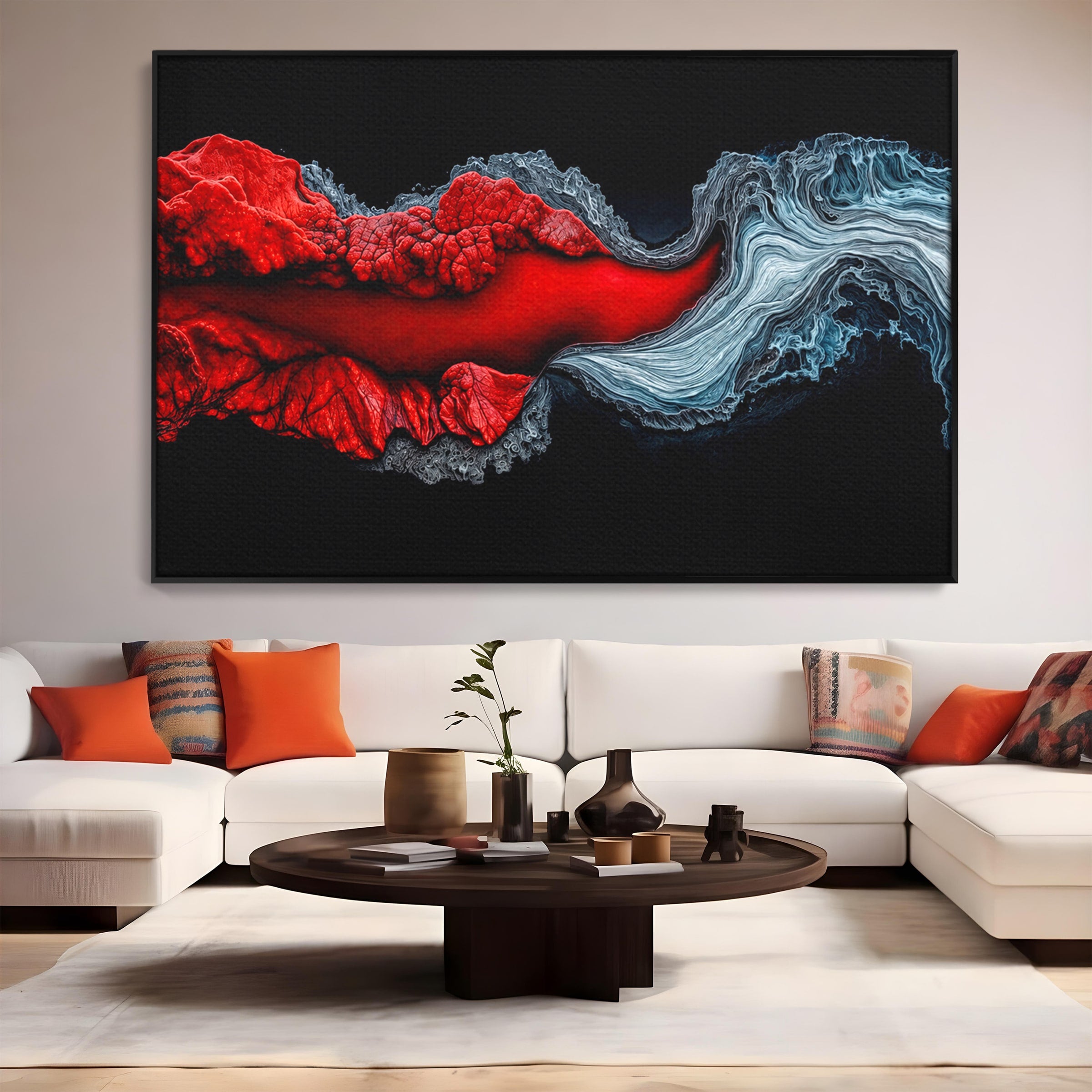Tablou Canvas Premium LuxCanva® C1376, Fluxul de Lava, Abstract, Arta, Flux, Dramatic, Living, Dormitor, Culori Vibrante