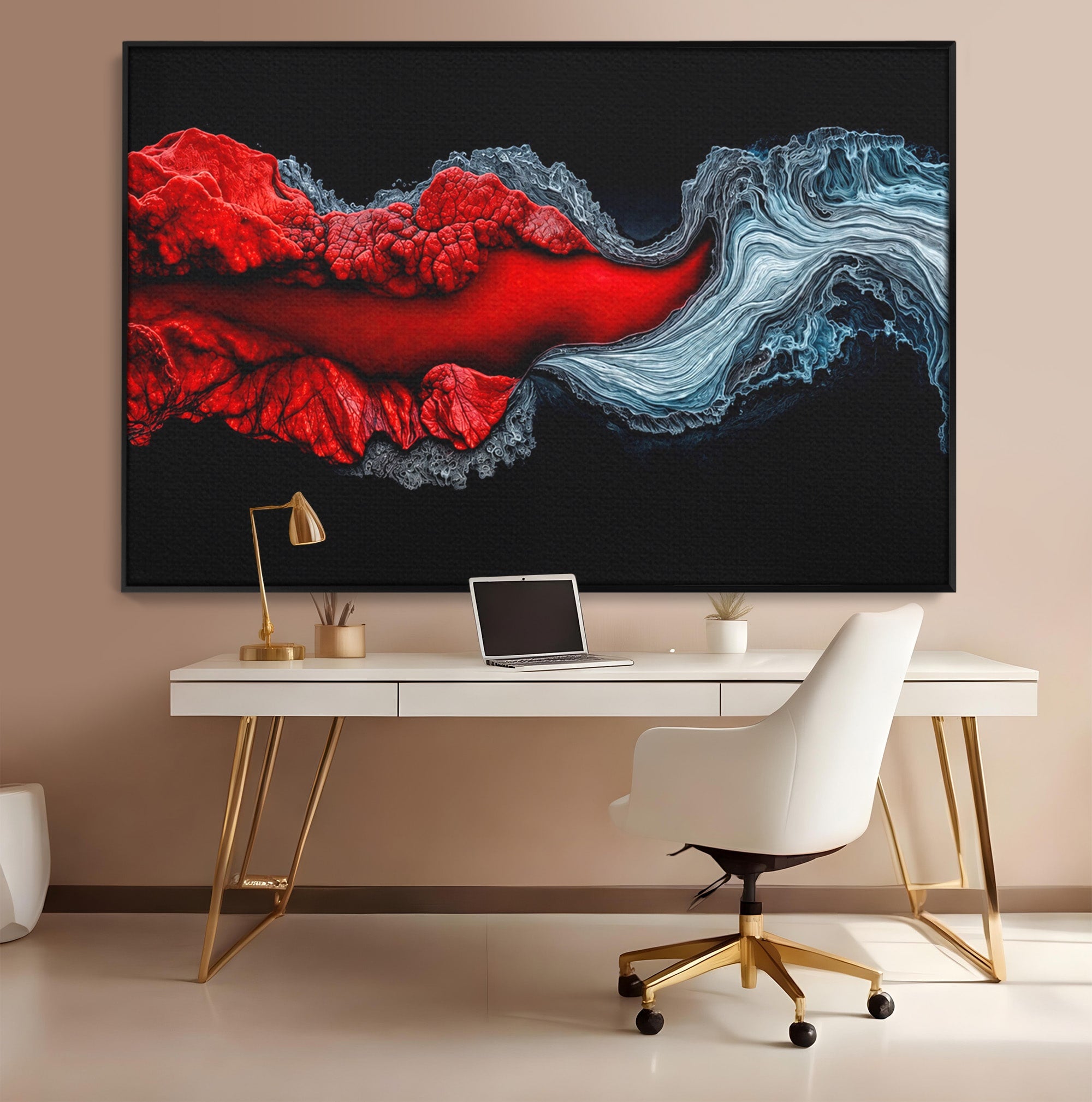 Tablou Canvas Premium LuxCanva® C1376, Fluxul de Lava, Abstract, Arta, Flux, Dramatic, Living, Dormitor, Culori Vibrante