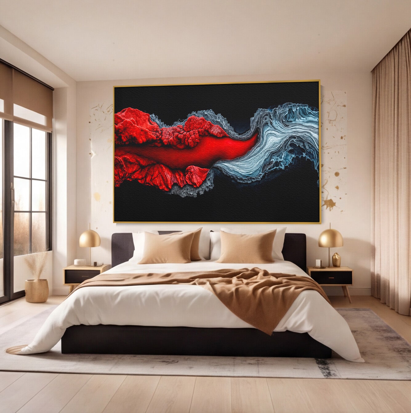 Tablou Canvas Premium LuxCanva® C1376, Fluxul de Lava, Abstract, Arta, Flux, Dramatic, Living, Dormitor, Culori Vibrante