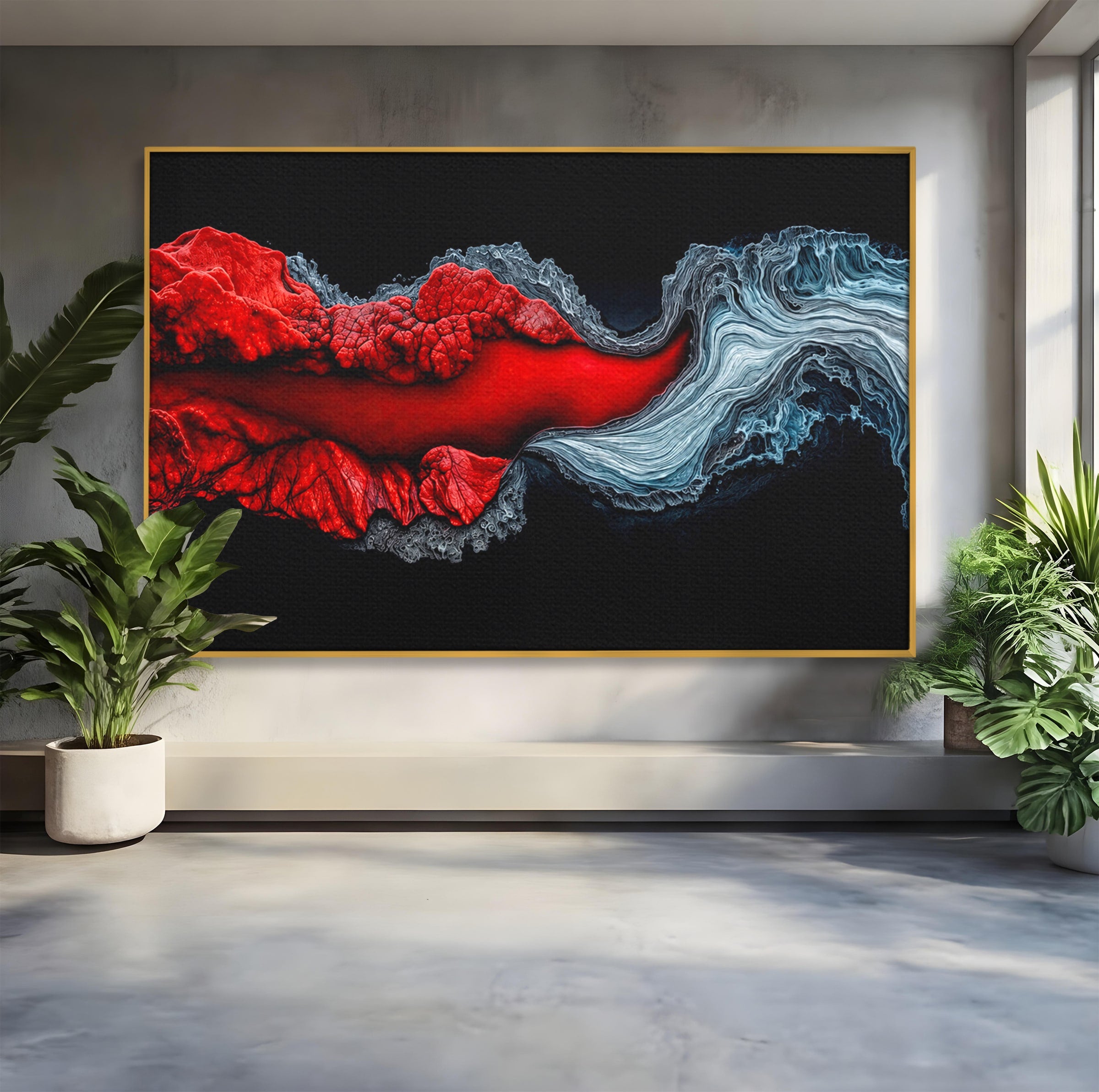 Tablou Canvas Premium LuxCanva® C1376, Fluxul de Lava, Abstract, Arta, Flux, Dramatic, Living, Dormitor, Culori Vibrante