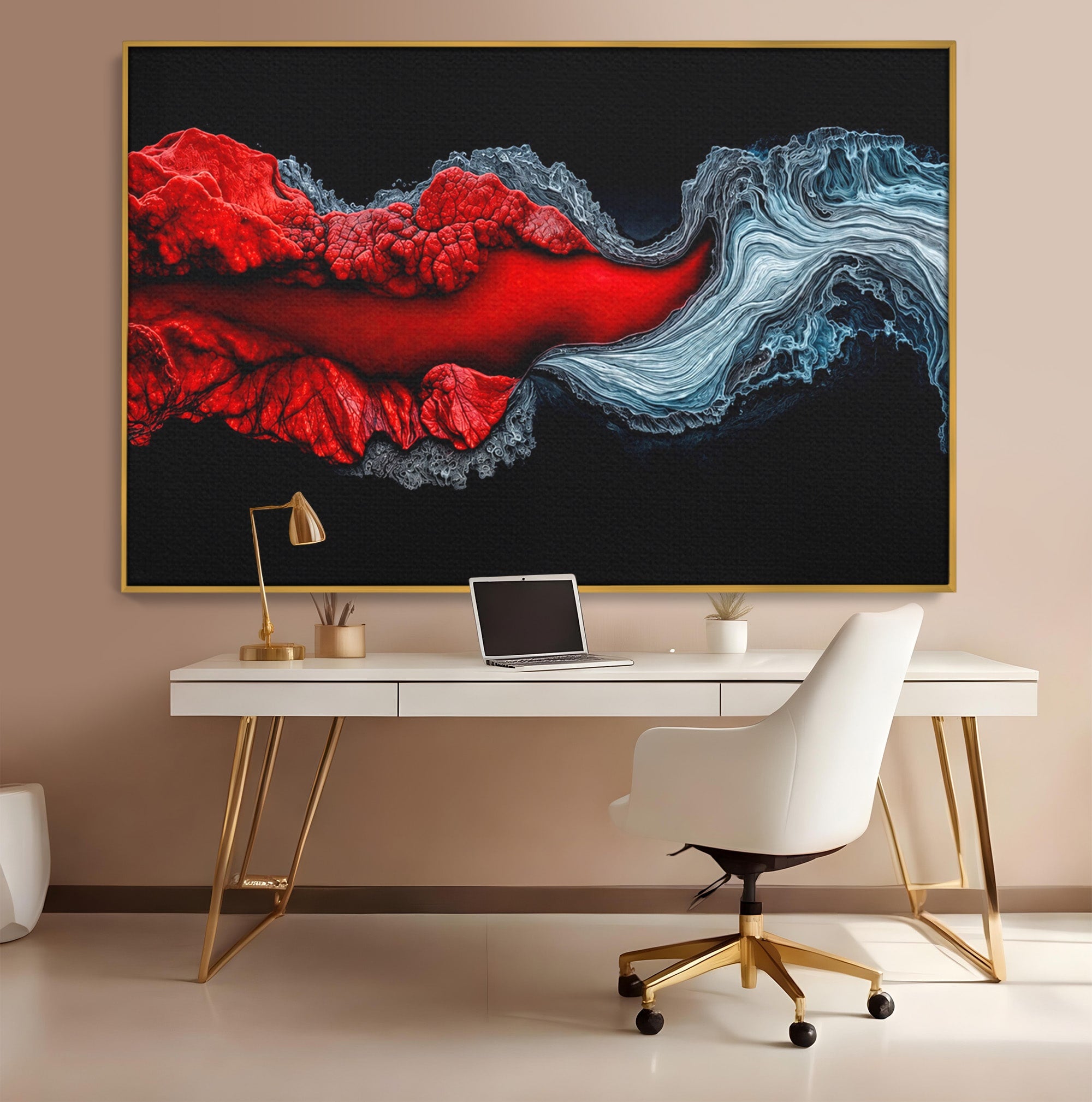 Tablou Canvas Premium LuxCanva® C1376, Fluxul de Lava, Abstract, Arta, Flux, Dramatic, Living, Dormitor, Culori Vibrante
