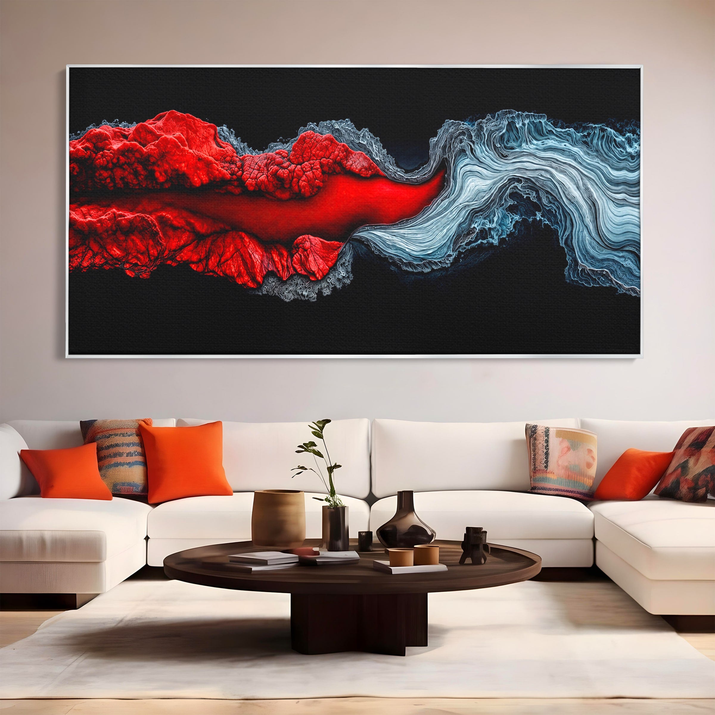 Tablou Canvas Premium LuxCanva® C1376, Fluxul de Lava, Abstract, Arta, Flux, Dramatic, Living, Dormitor, Culori Vibrante