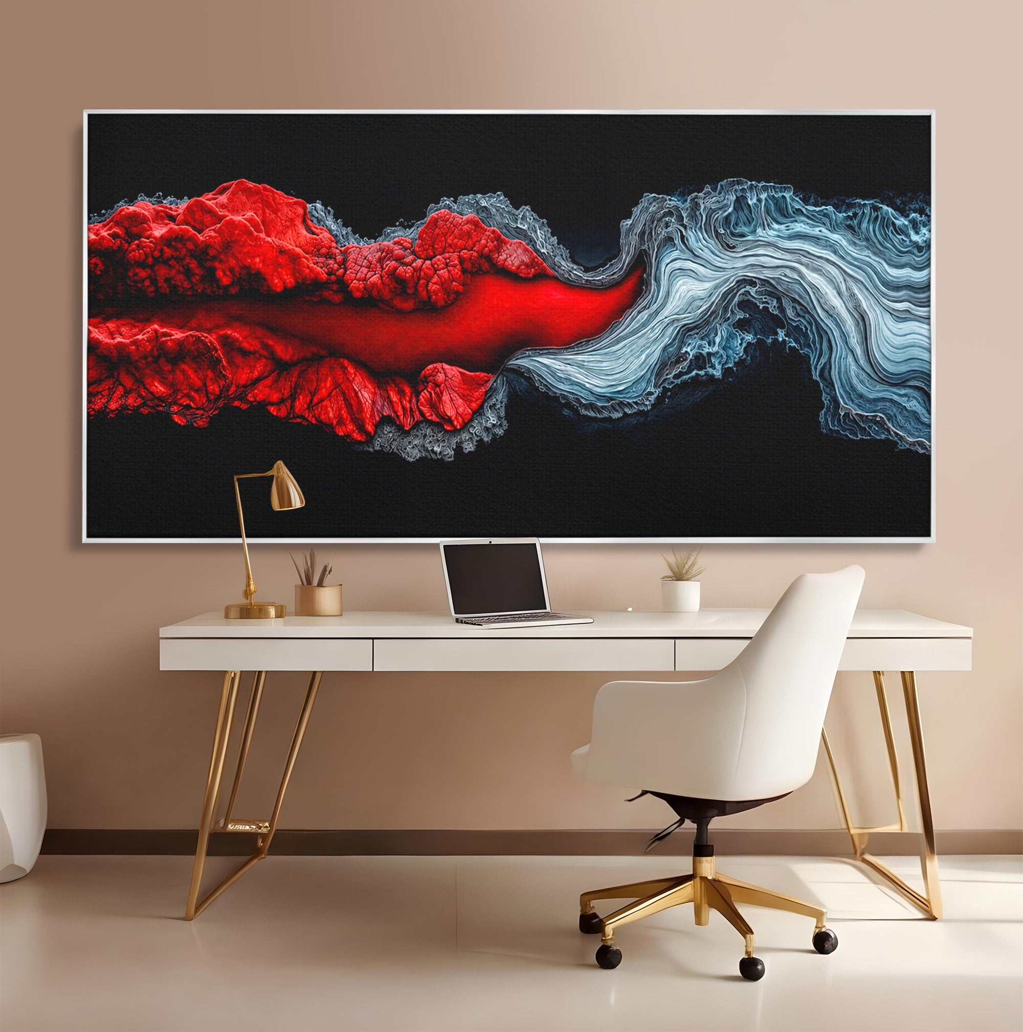 Tablou Canvas Premium LuxCanva® C1376, Fluxul de Lava, Abstract, Arta, Flux, Dramatic, Living, Dormitor, Culori Vibrante