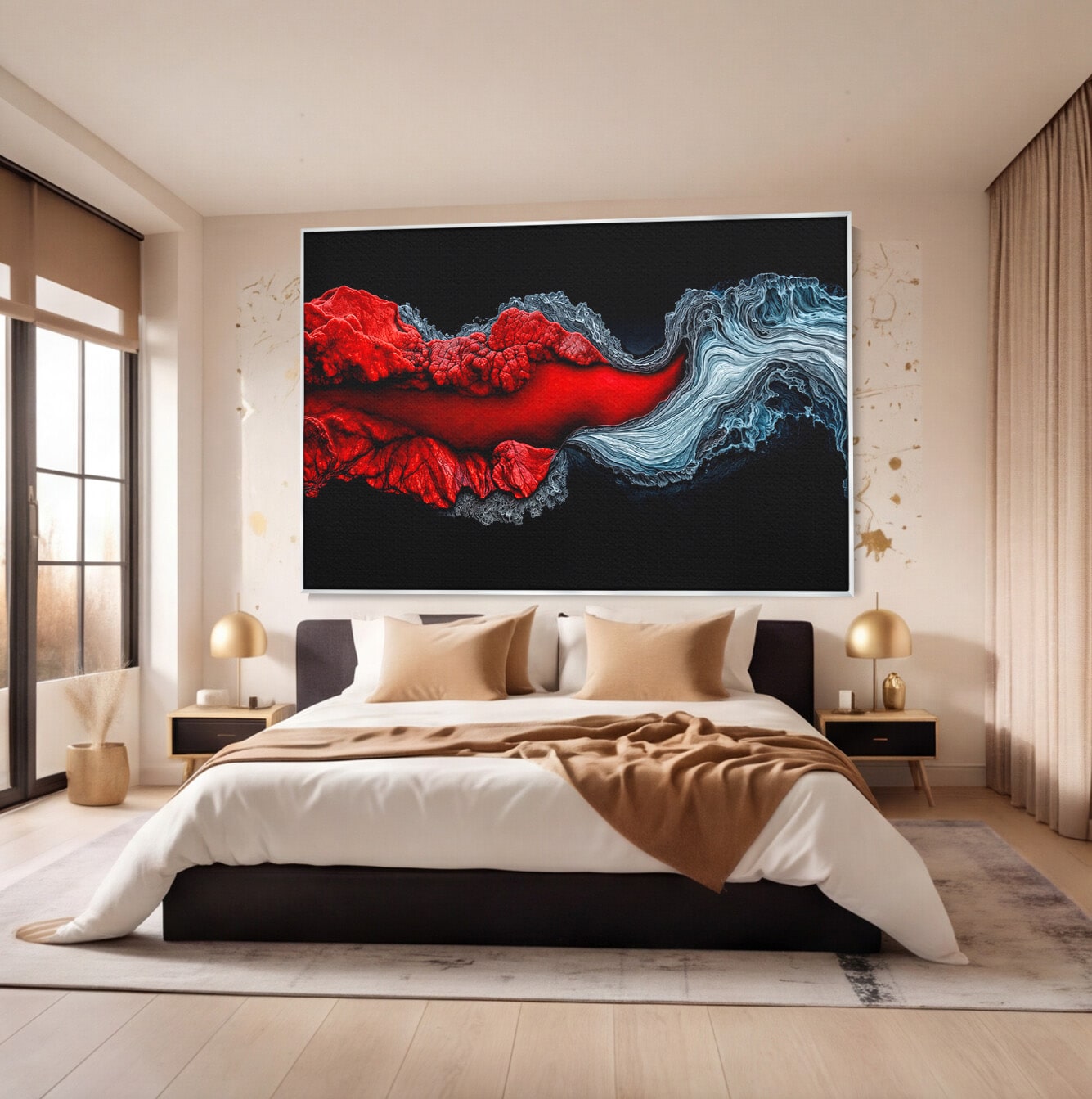 Tablou Canvas Premium LuxCanva® C1376, Fluxul de Lava, Abstract, Arta, Flux, Dramatic, Living, Dormitor, Culori Vibrante