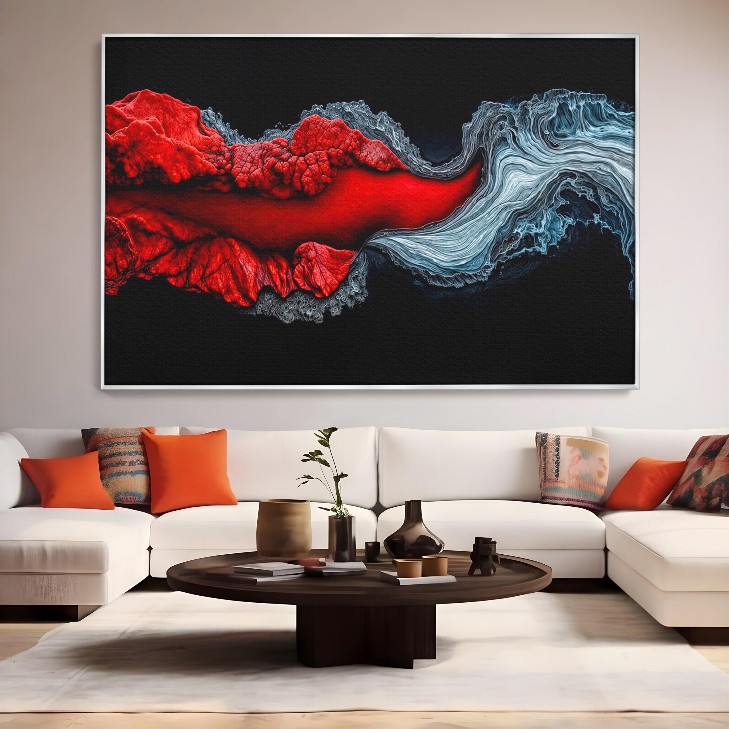 Tablou Canvas Premium LuxCanva® C1376, Fluxul de Lava, Abstract, Arta, Flux, Dramatic, Living, Dormitor, Culori Vibrante