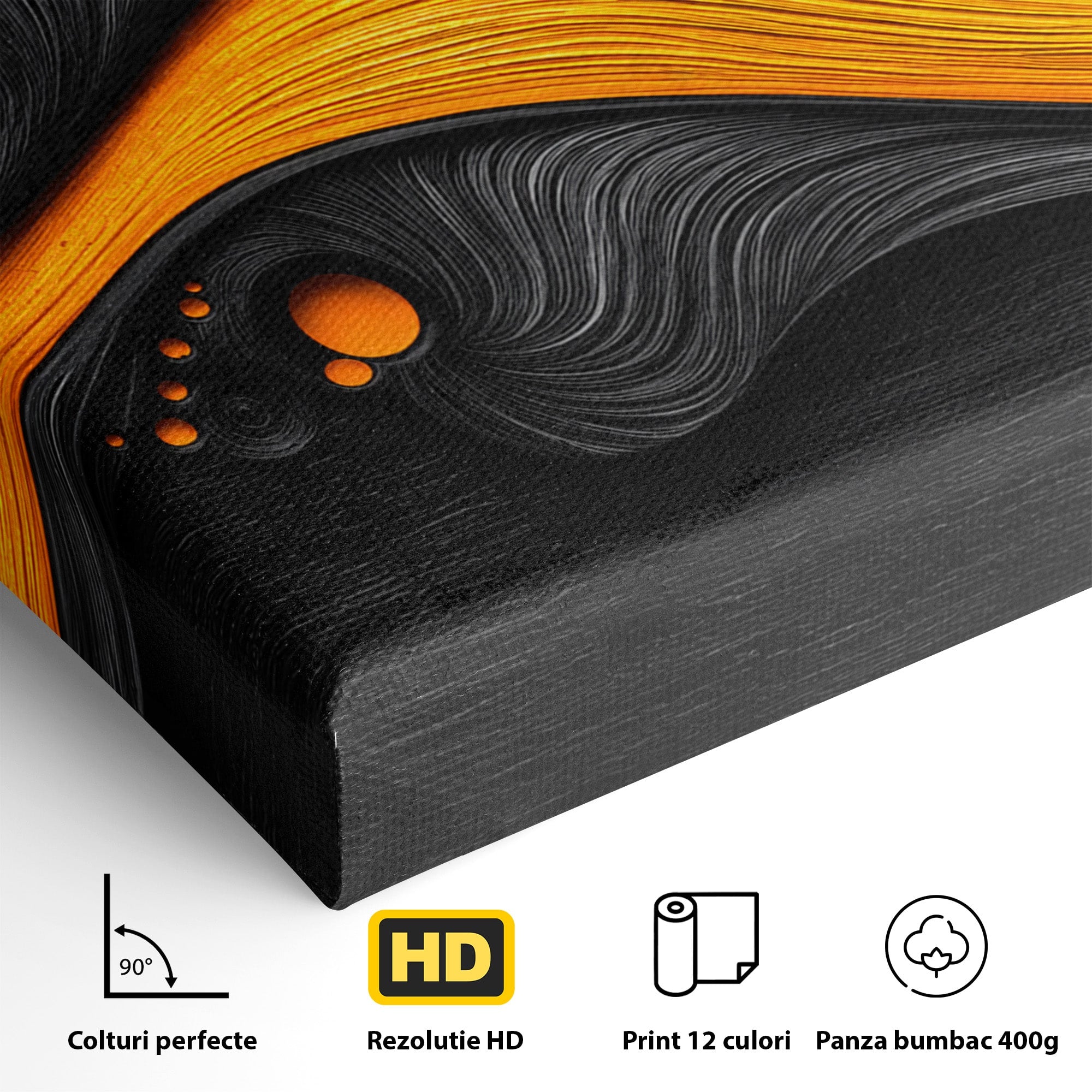Tablou Canvas Premium LuxCanva® C1377, Flux Abstract Portocaliu, Abstract, Modern, Arta, Design, Living, Birou, Culori Vibrante