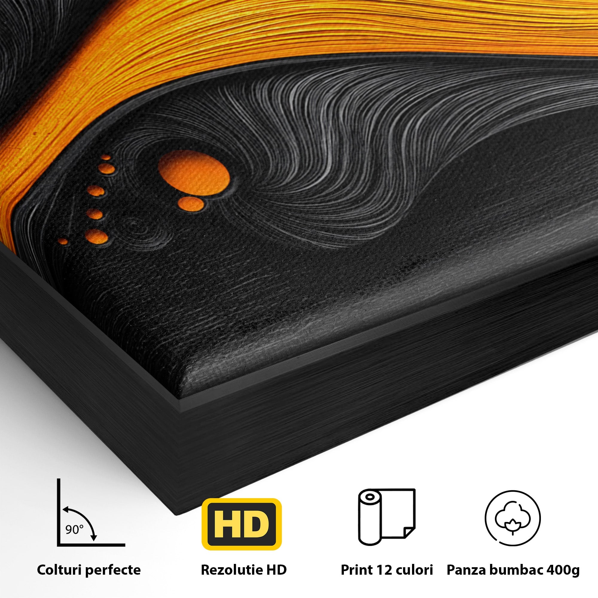 Tablou Canvas Premium LuxCanva® C1377, Flux Abstract Portocaliu, Abstract, Modern, Arta, Design, Living, Birou, Culori Vibrante