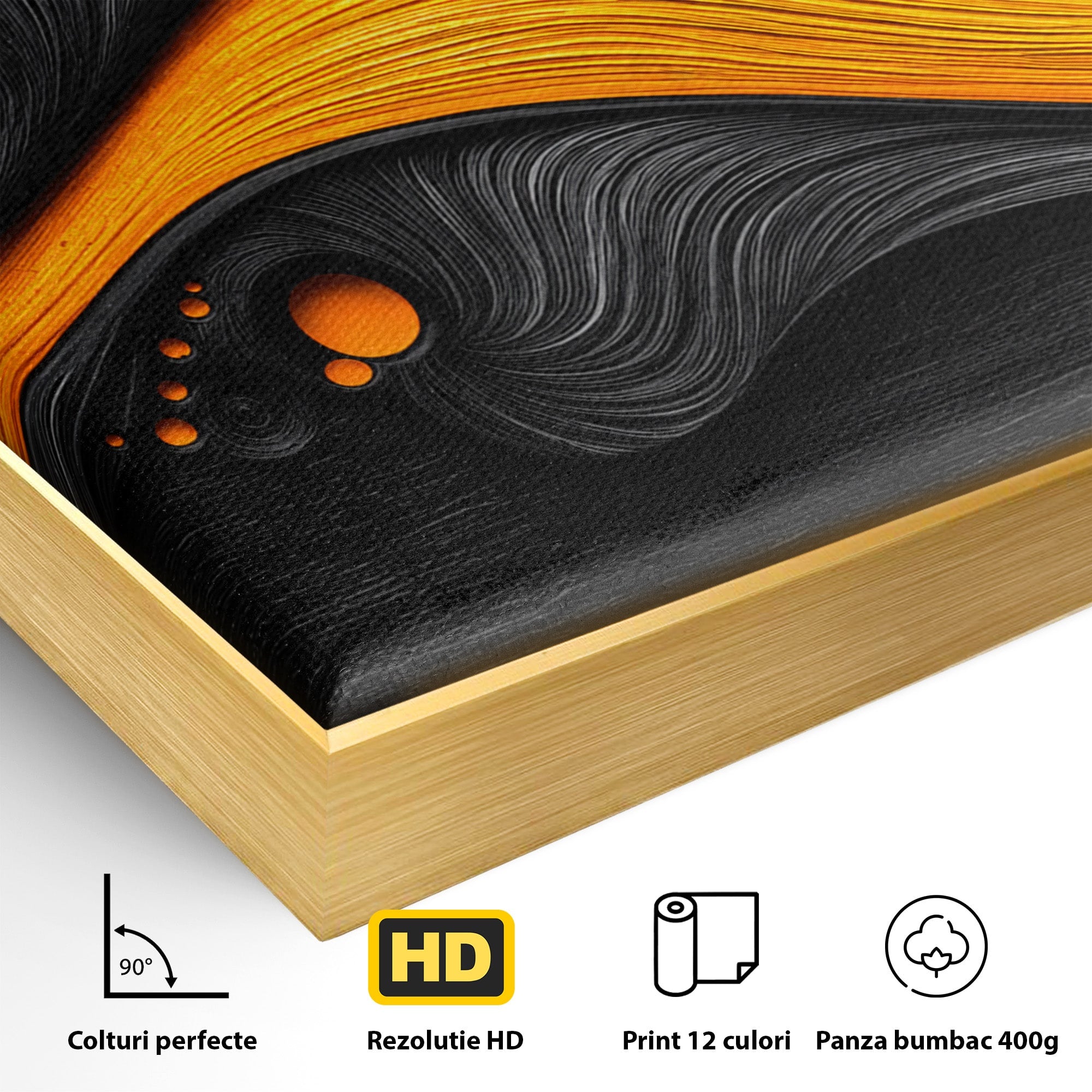 Tablou Canvas Premium LuxCanva® C1377, Flux Abstract Portocaliu, Abstract, Modern, Arta, Design, Living, Birou, Culori Vibrante