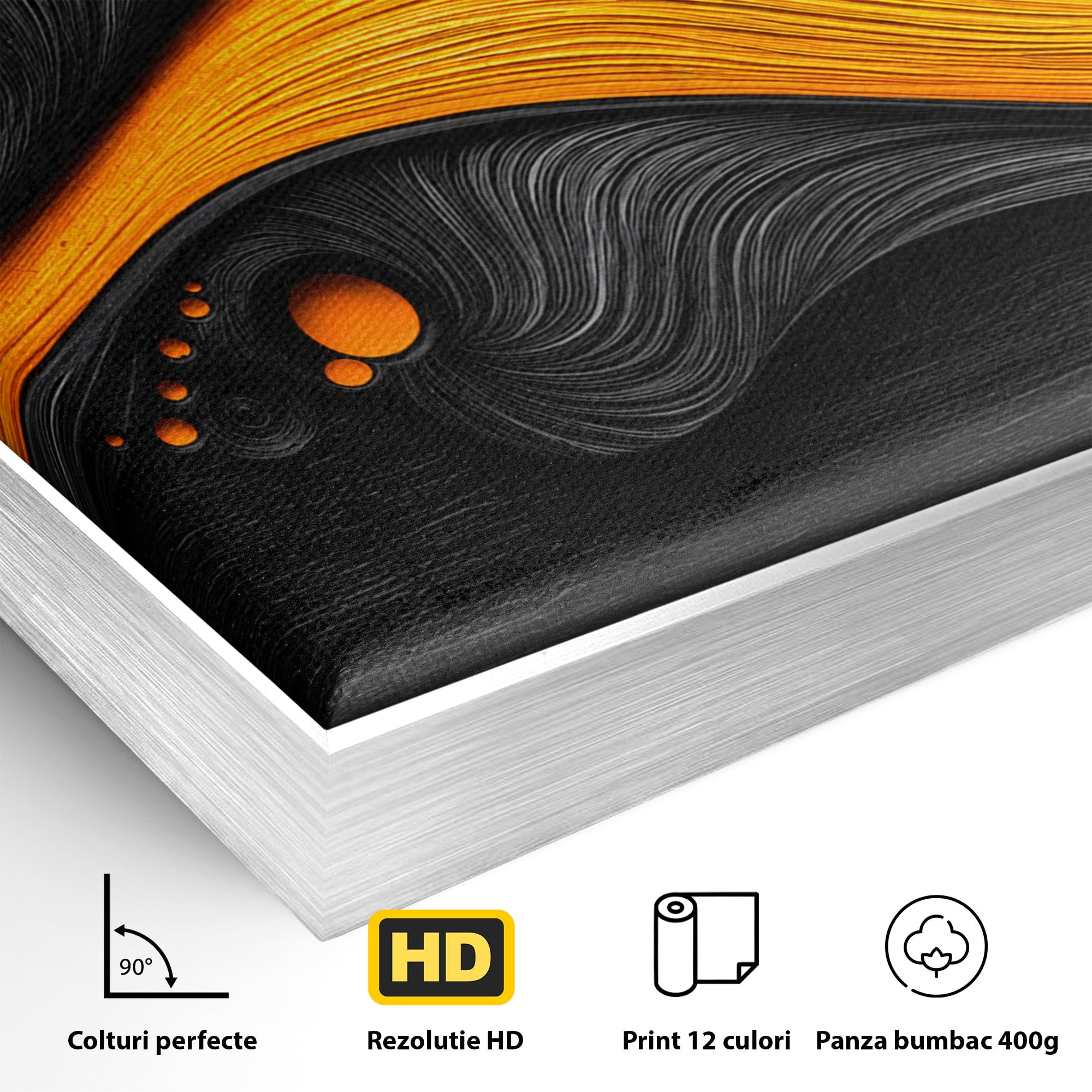 Tablou Canvas Premium LuxCanva® C1377, Flux Abstract Portocaliu, Abstract, Modern, Arta, Design, Living, Birou, Culori Vibrante