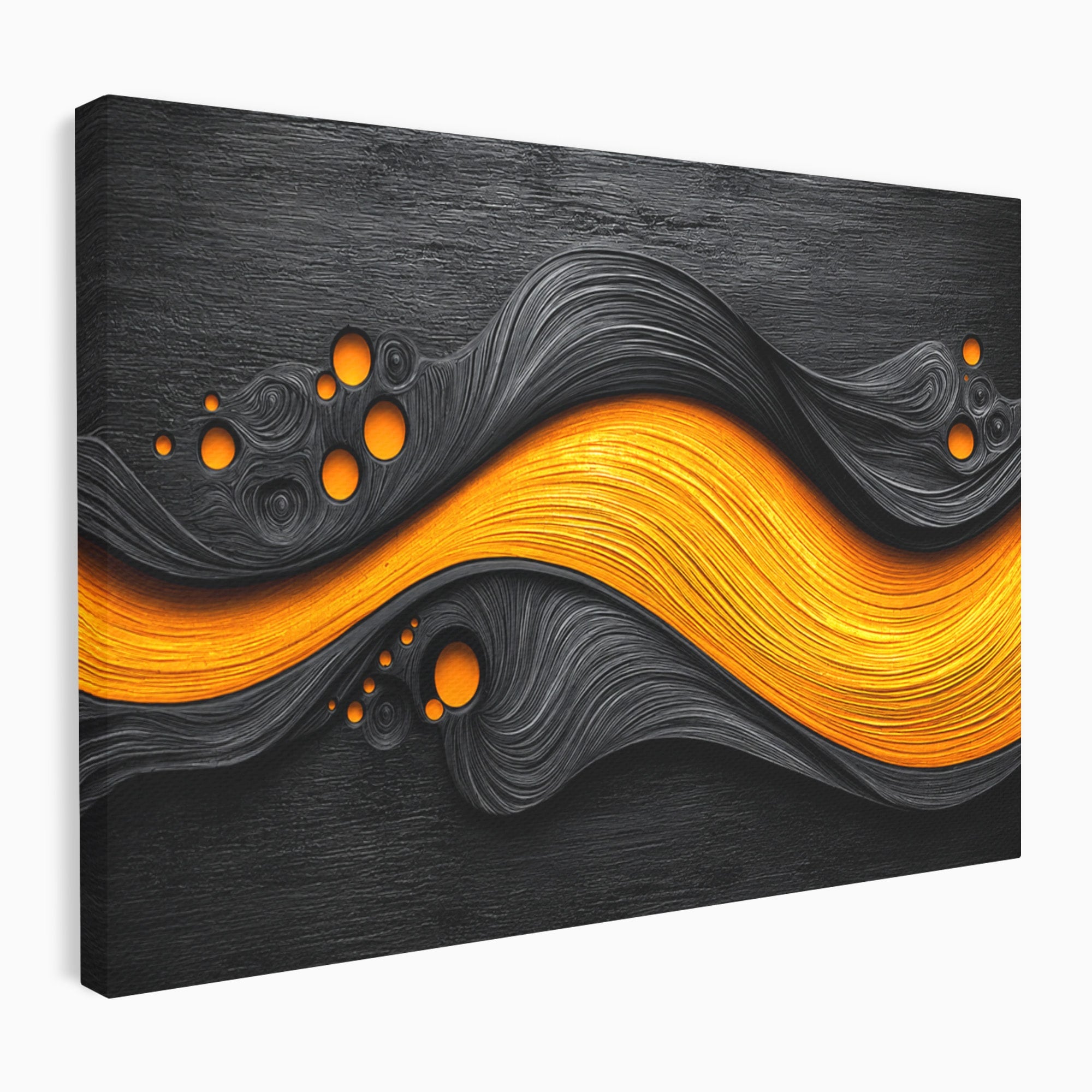 Tablou Canvas Premium LuxCanva® C1377, Flux Abstract Portocaliu, Abstract, Modern, Arta, Design, Living, Birou, Culori Vibrante