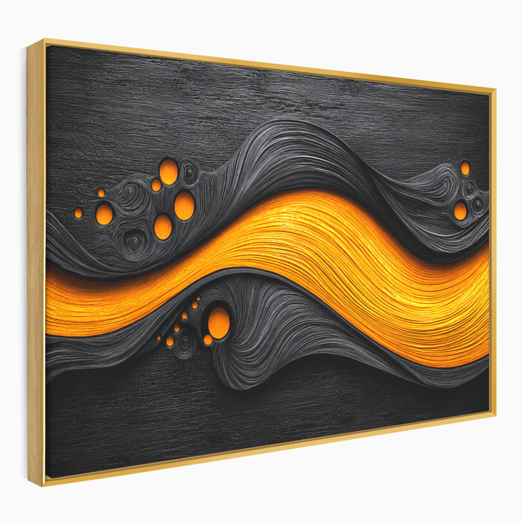 Tablou Canvas Premium LuxCanva® C1377, Flux Abstract Portocaliu, Abstract, Modern, Arta, Design, Living, Birou, Culori Vibrante