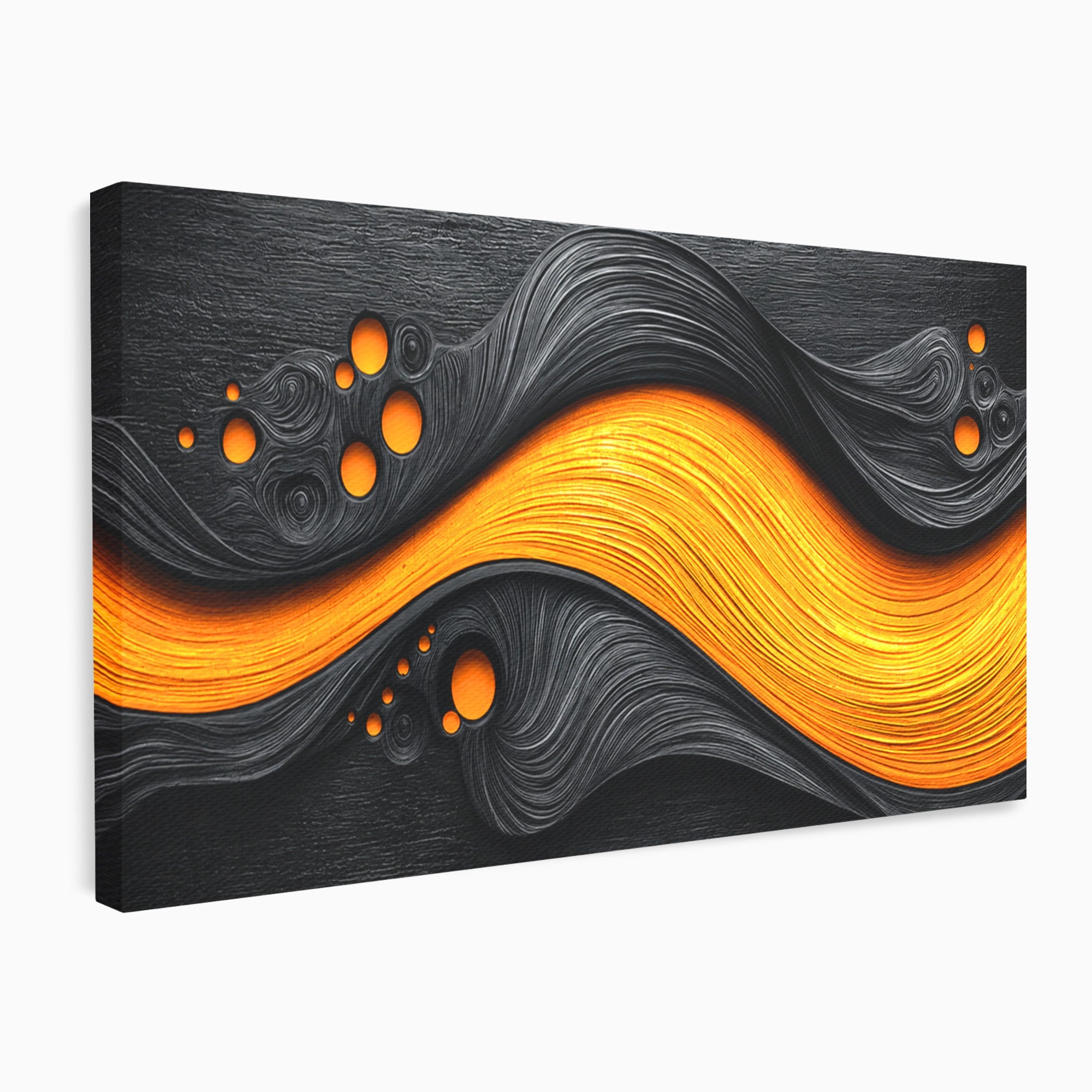 Tablou Canvas Premium LuxCanva® C1377, Flux Abstract Portocaliu, Abstract, Modern, Arta, Design, Living, Birou, Culori Vibrante