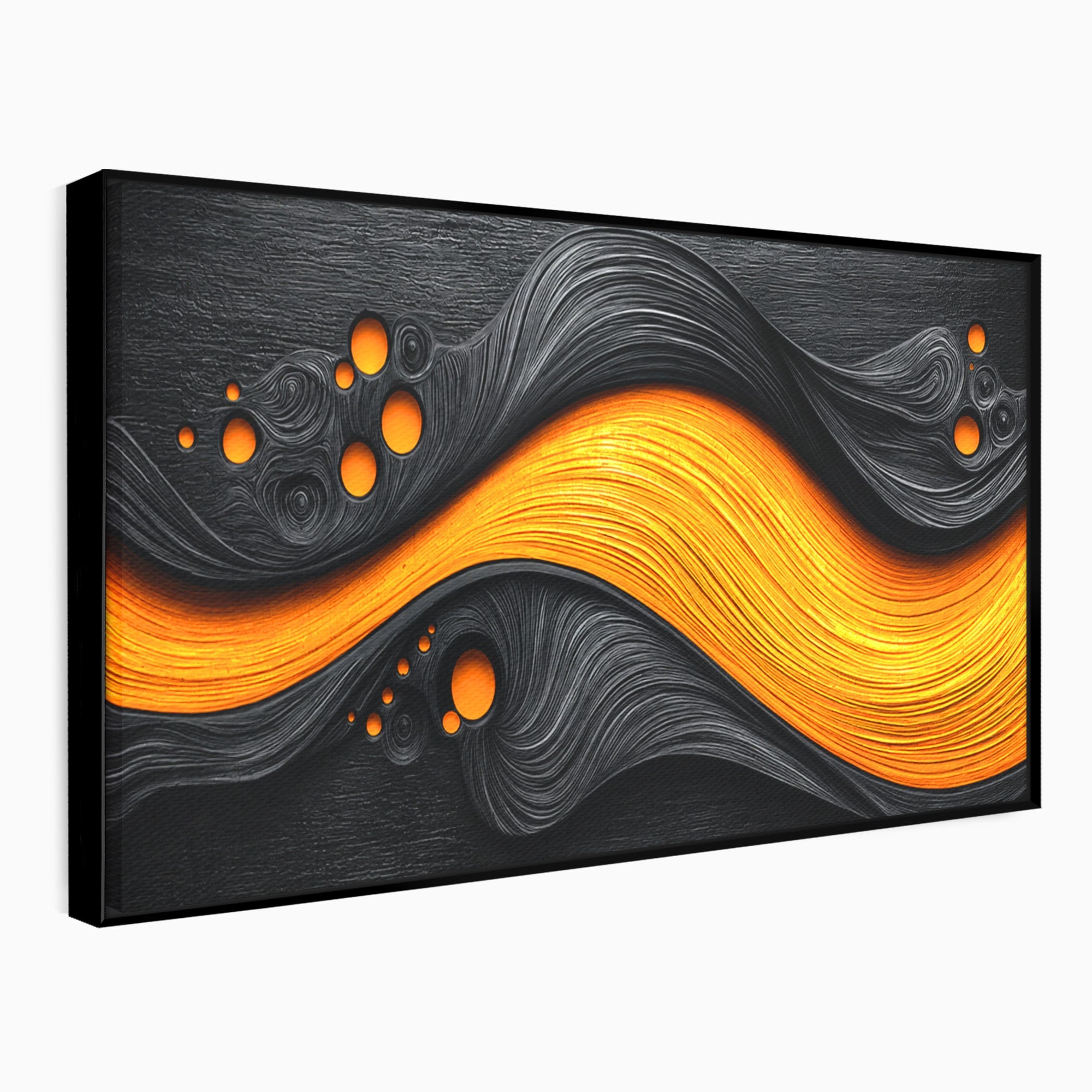 Tablou Canvas Premium LuxCanva® C1377, Flux Abstract Portocaliu, Abstract, Modern, Arta, Design, Living, Birou, Culori Vibrante
