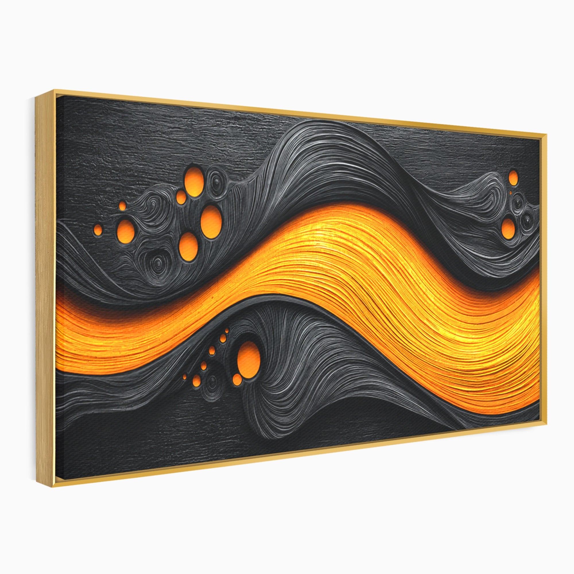Tablou Canvas Premium LuxCanva® C1377, Flux Abstract Portocaliu, Abstract, Modern, Arta, Design, Living, Birou, Culori Vibrante