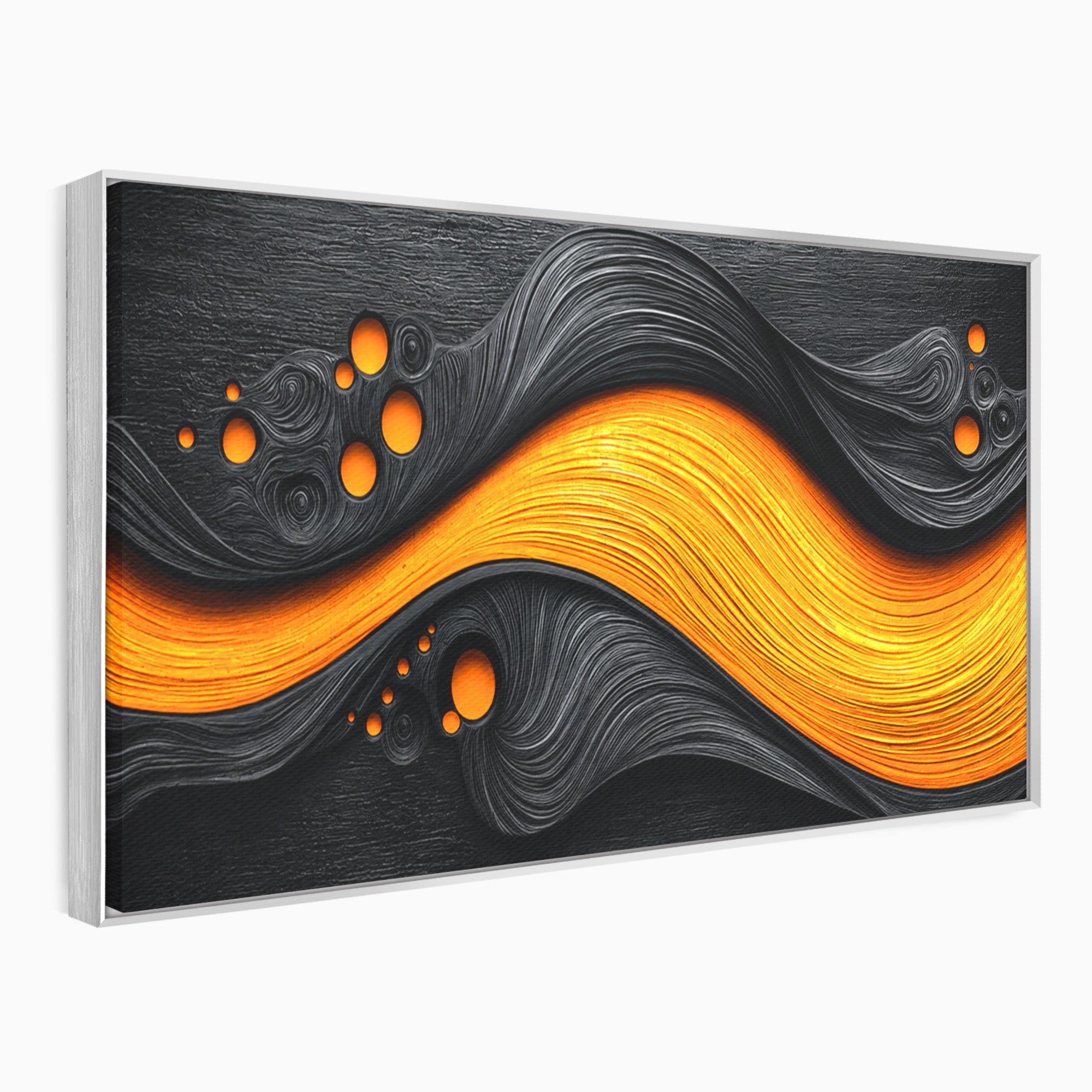 Tablou Canvas Premium LuxCanva® C1377, Flux Abstract Portocaliu, Abstract, Modern, Arta, Design, Living, Birou, Culori Vibrante