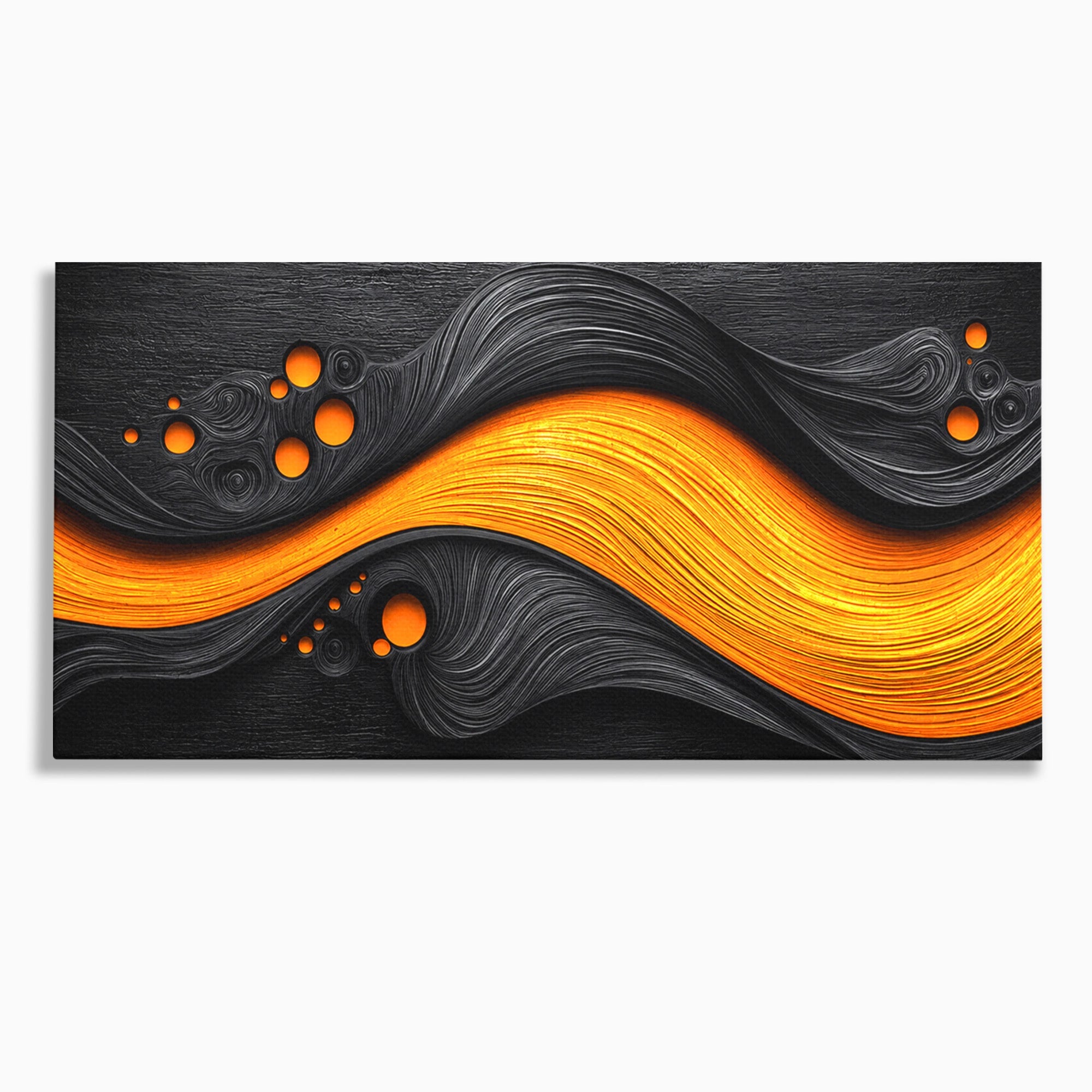 Tablou Canvas Premium LuxCanva® C1377, Flux Abstract Portocaliu, Abstract, Modern, Arta, Design, Living, Birou, Culori Vibrante