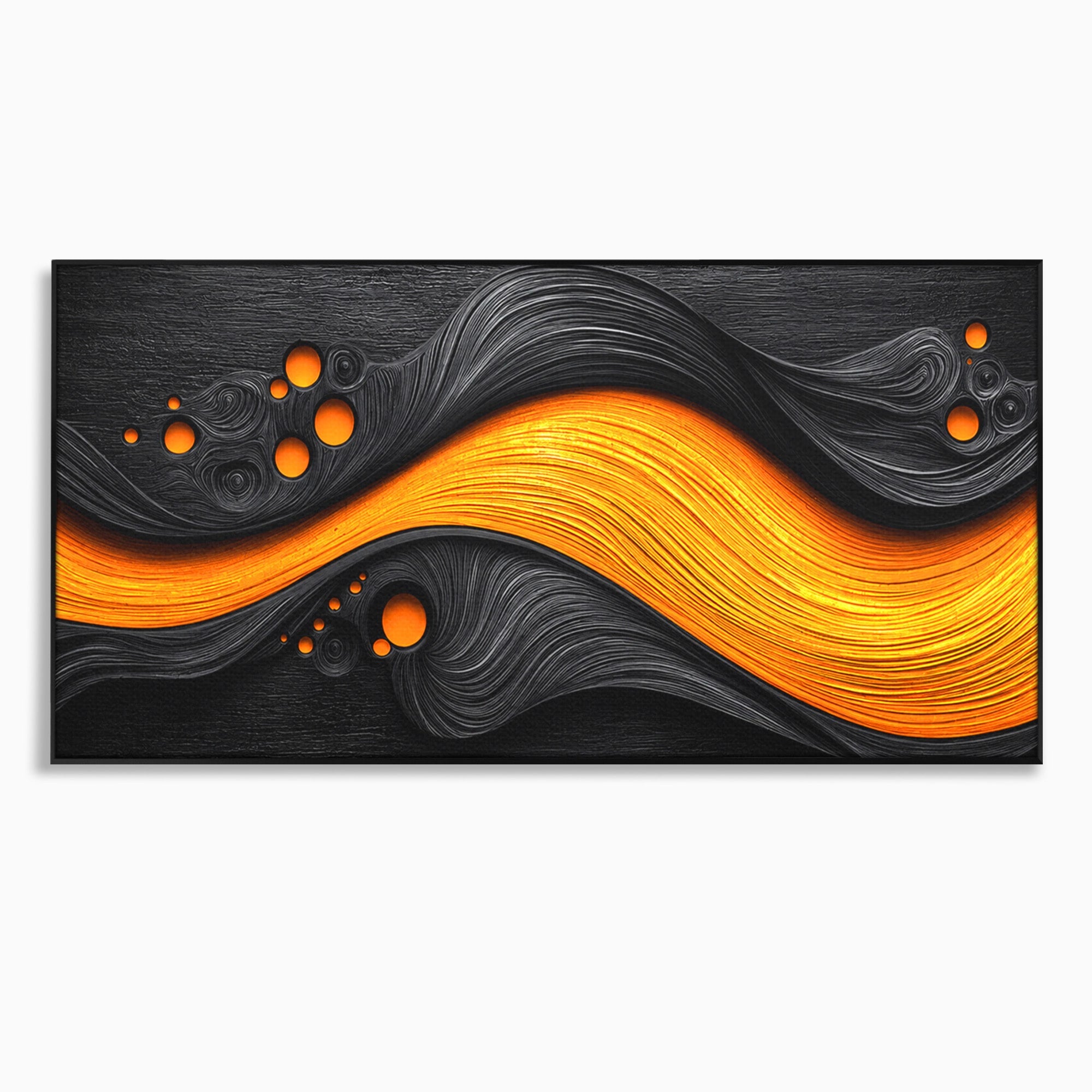 Tablou Canvas Premium LuxCanva® C1377, Flux Abstract Portocaliu, Abstract, Modern, Arta, Design, Living, Birou, Culori Vibrante