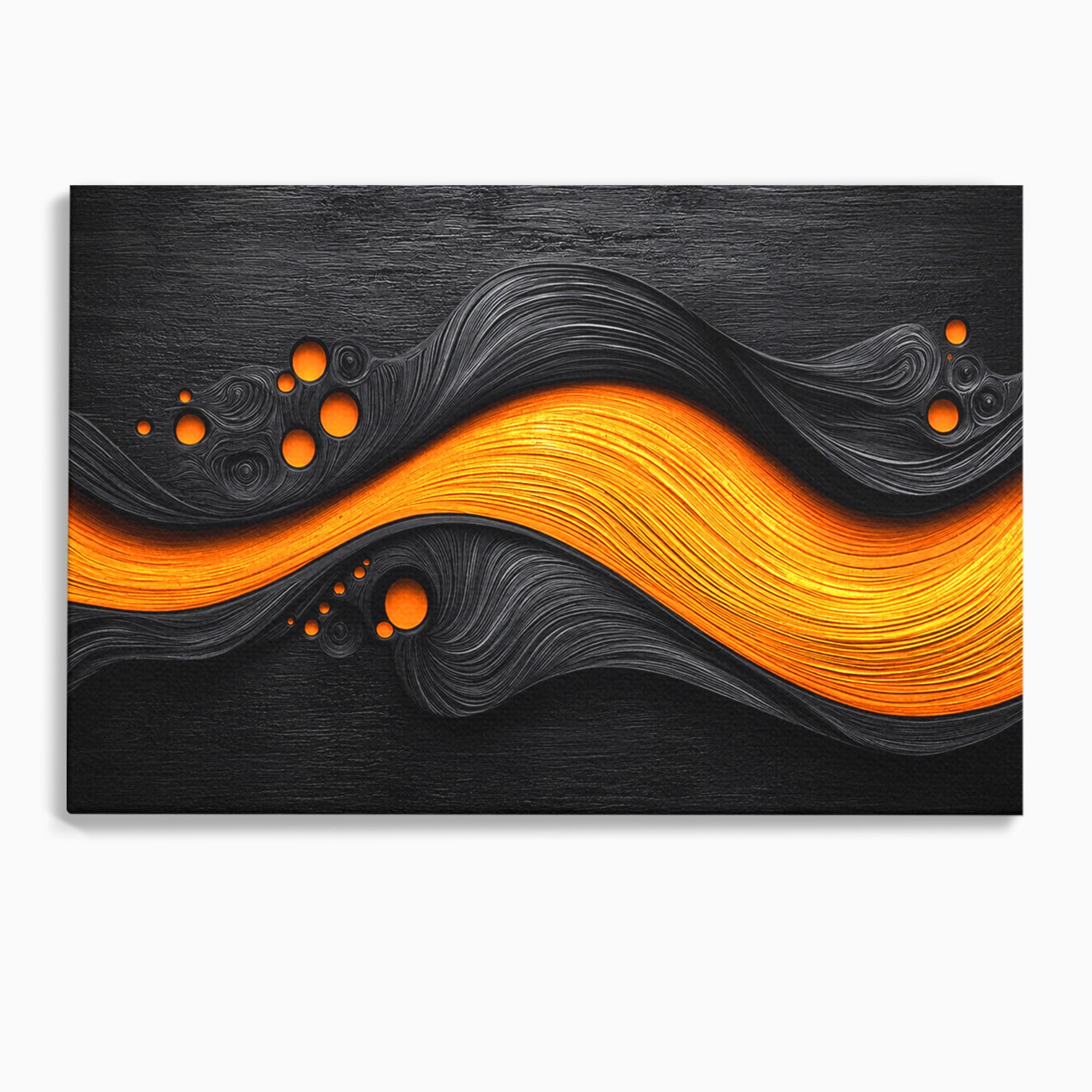 Tablou Canvas Premium LuxCanva® C1377, Flux Abstract Portocaliu, Abstract, Modern, Arta, Design, Living, Birou, Culori Vibrante