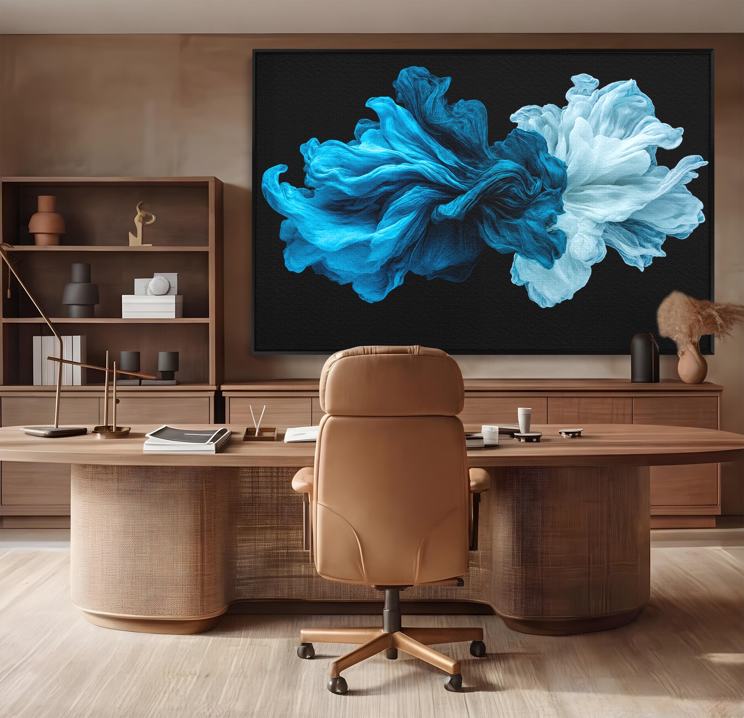 Tablou Canvas Premium LuxCanva® C1378, Flori Abstracte Albastre, Flori, Abstract, Arta Moderna, Dormitor, Living, Culori Vibrante