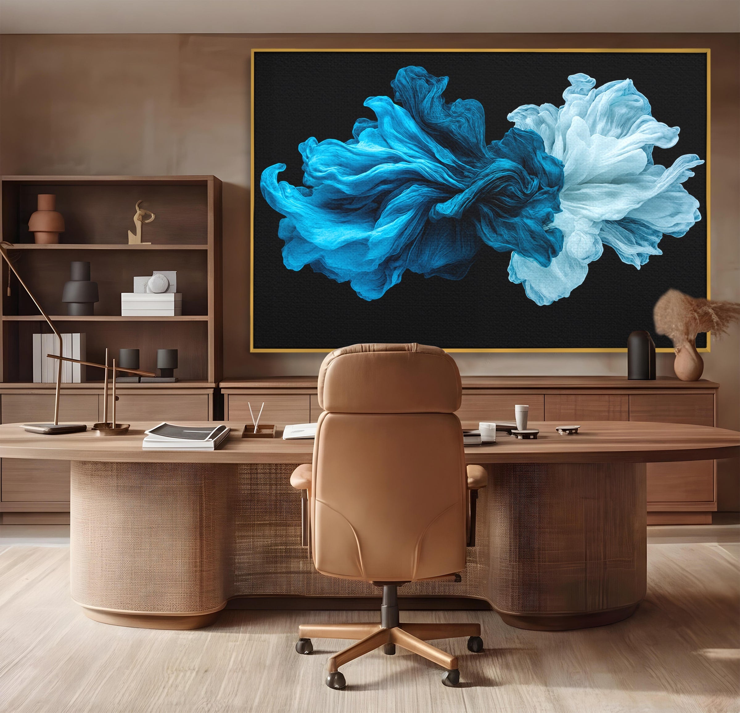Tablou Canvas Premium LuxCanva® C1378, Flori Abstracte Albastre, Flori, Abstract, Arta Moderna, Dormitor, Living, Culori Vibrante