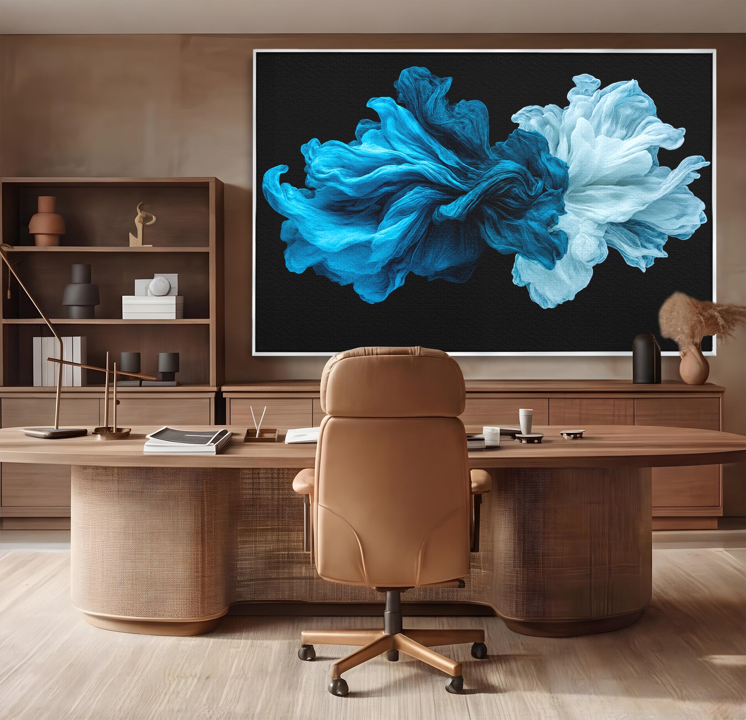 Tablou Canvas Premium LuxCanva® C1378, Flori Abstracte Albastre, Flori, Abstract, Arta Moderna, Dormitor, Living, Culori Vibrante