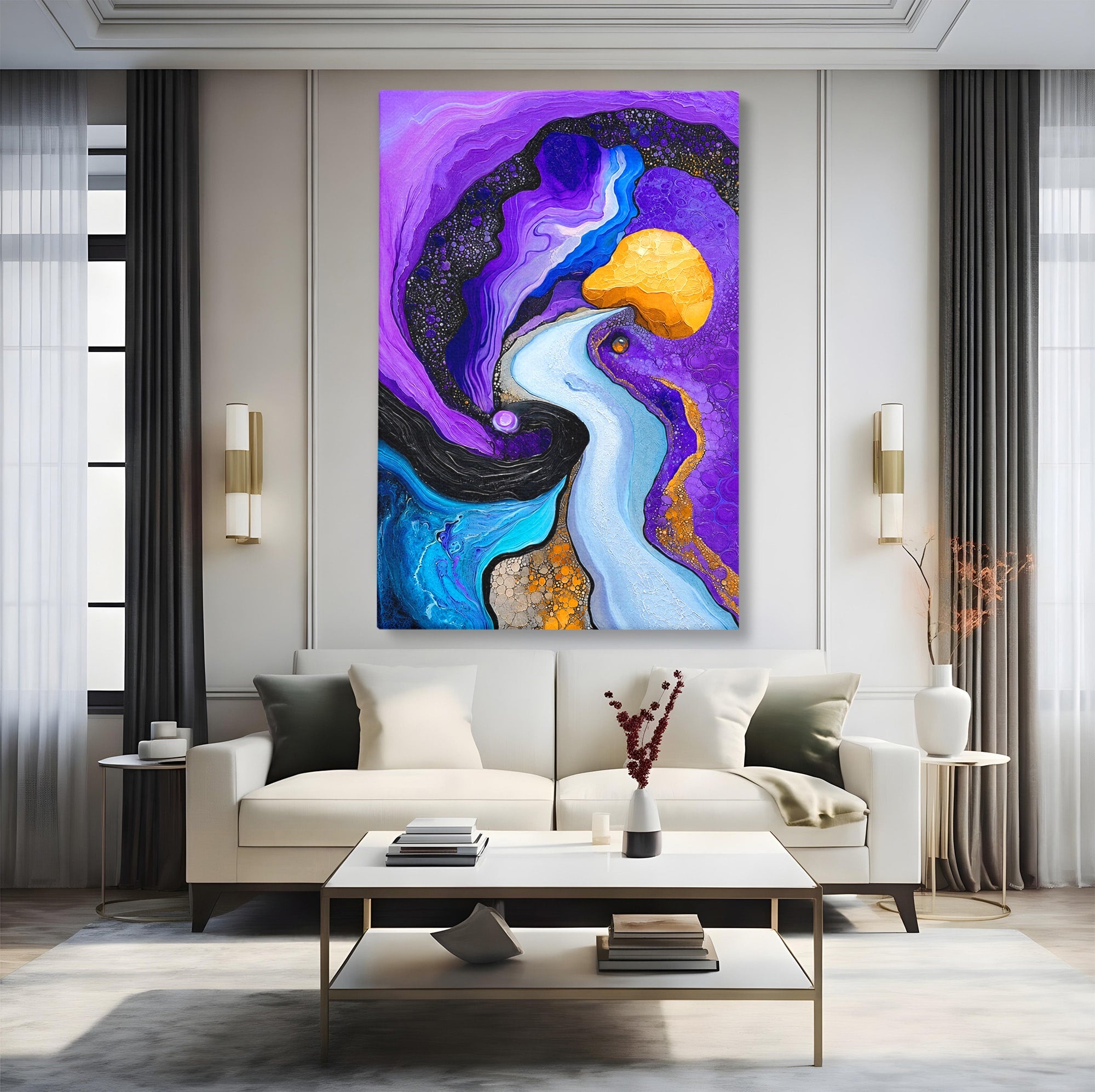 Tablou Canvas Premium LuxCanva® C1380, Calea Galactica, Abstract, Galaxie, Peisaj, Modern, Living, Culori Vibrante