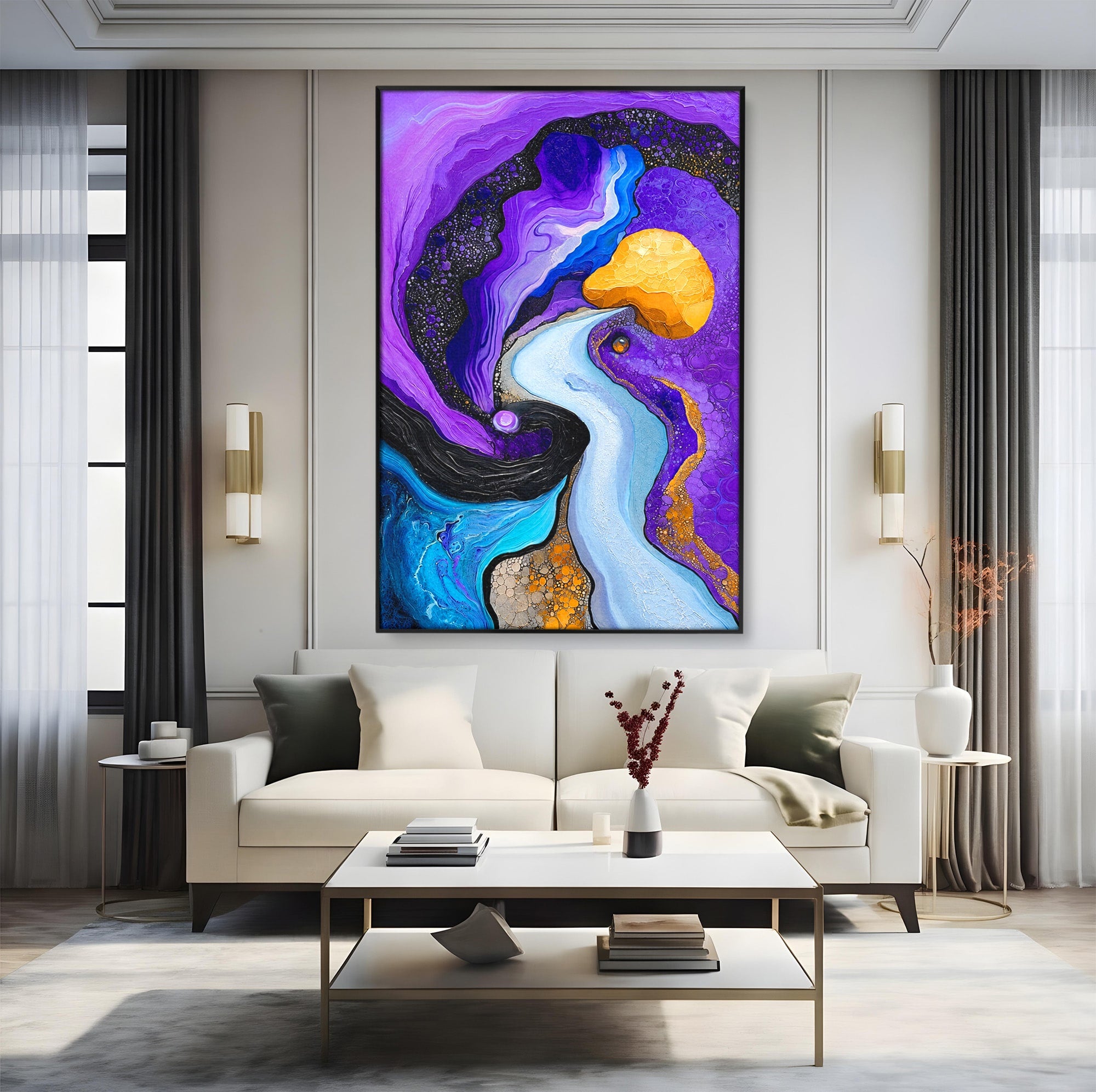Tablou Canvas Premium LuxCanva® C1380, Calea Galactica, Abstract, Galaxie, Peisaj, Modern, Living, Culori Vibrante