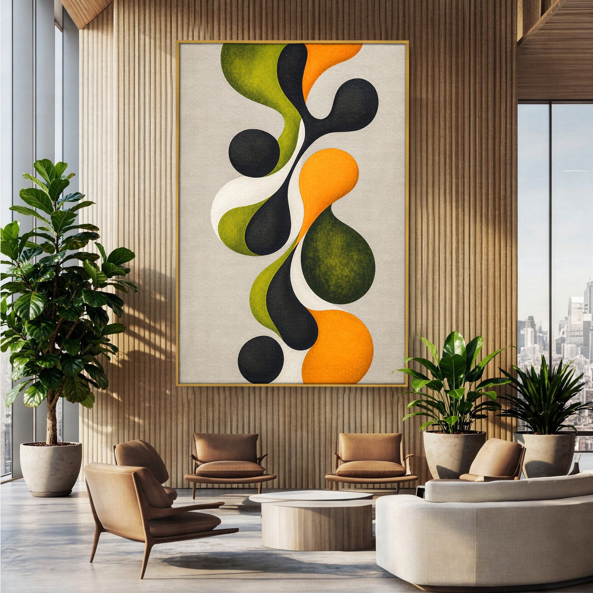 Tablou Canvas Premium LuxCanva® C1381, Forme Abstracte Organice, Abstract, Forme, Modern, Living, Birou, Culori Vibrante