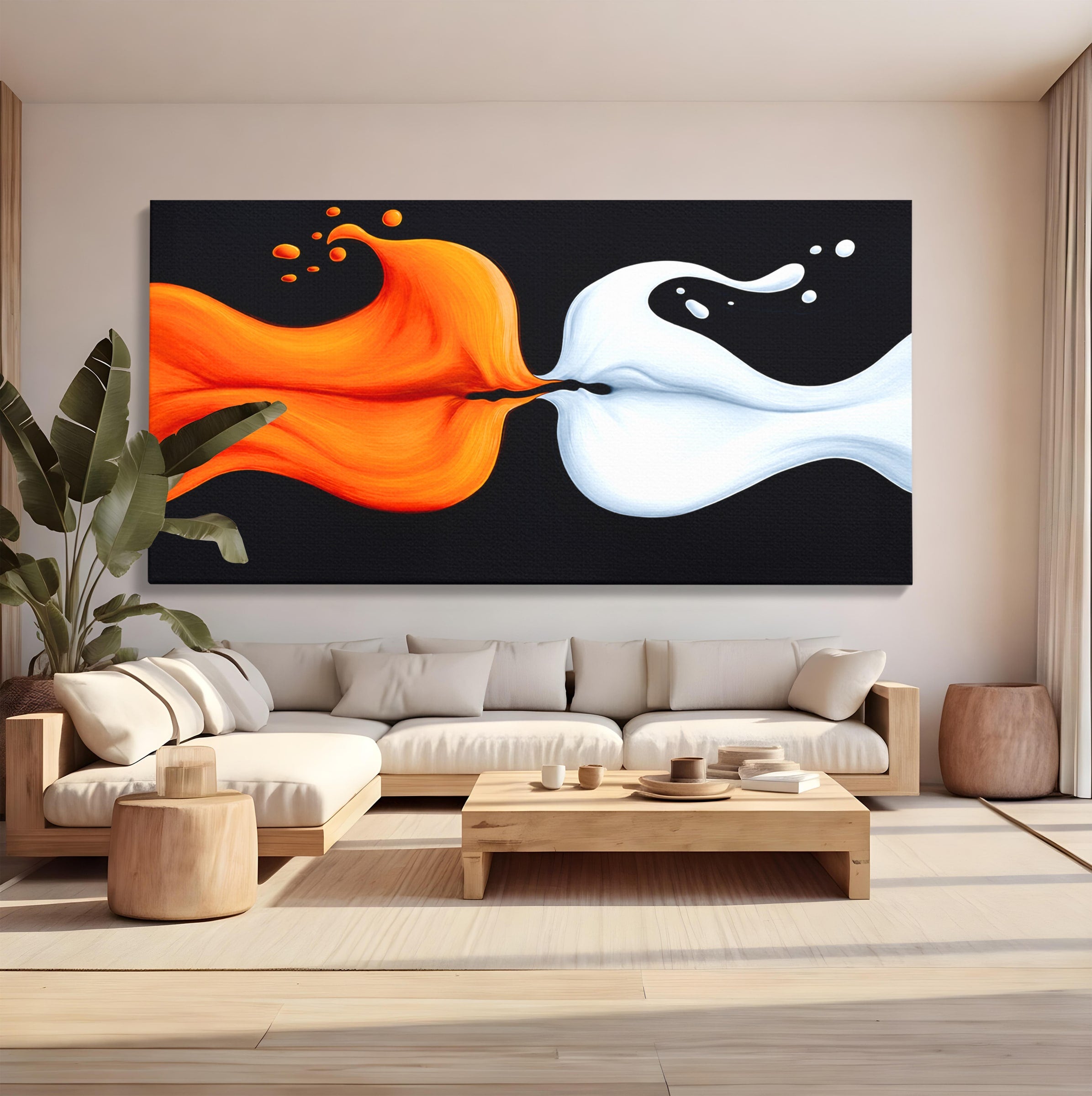 Tablou Canvas Premium LuxCanva® C1384, Imbinare Energetica, Abstract, Fluid, Dinamism, Iubire,Arta Moderna, Dormitor, Living, Culori Vibrante