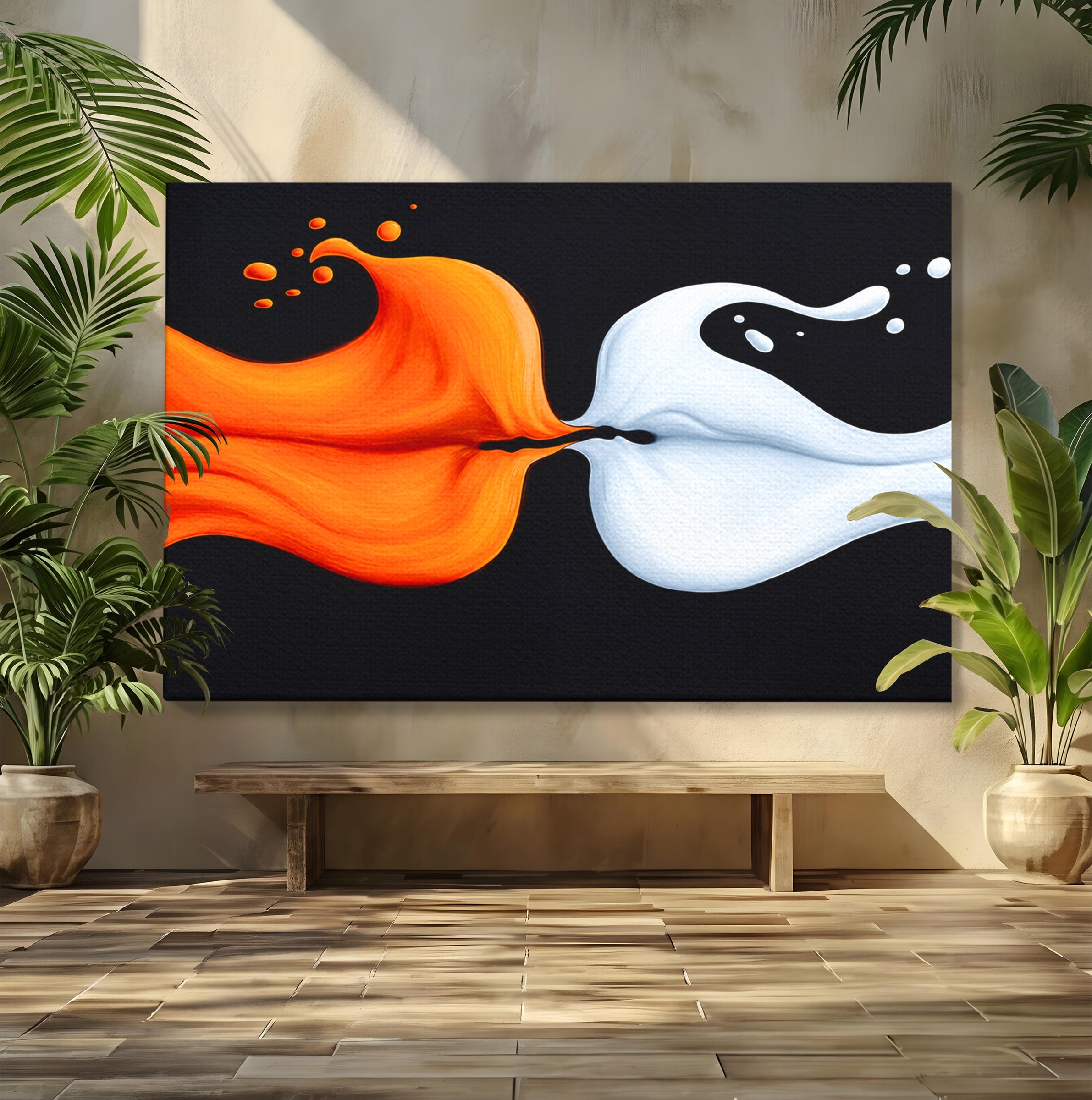 Tablou Canvas Premium LuxCanva® C1384, Imbinare Energetica, Abstract, Fluid, Dinamism, Iubire,Arta Moderna, Dormitor, Living, Culori Vibrante