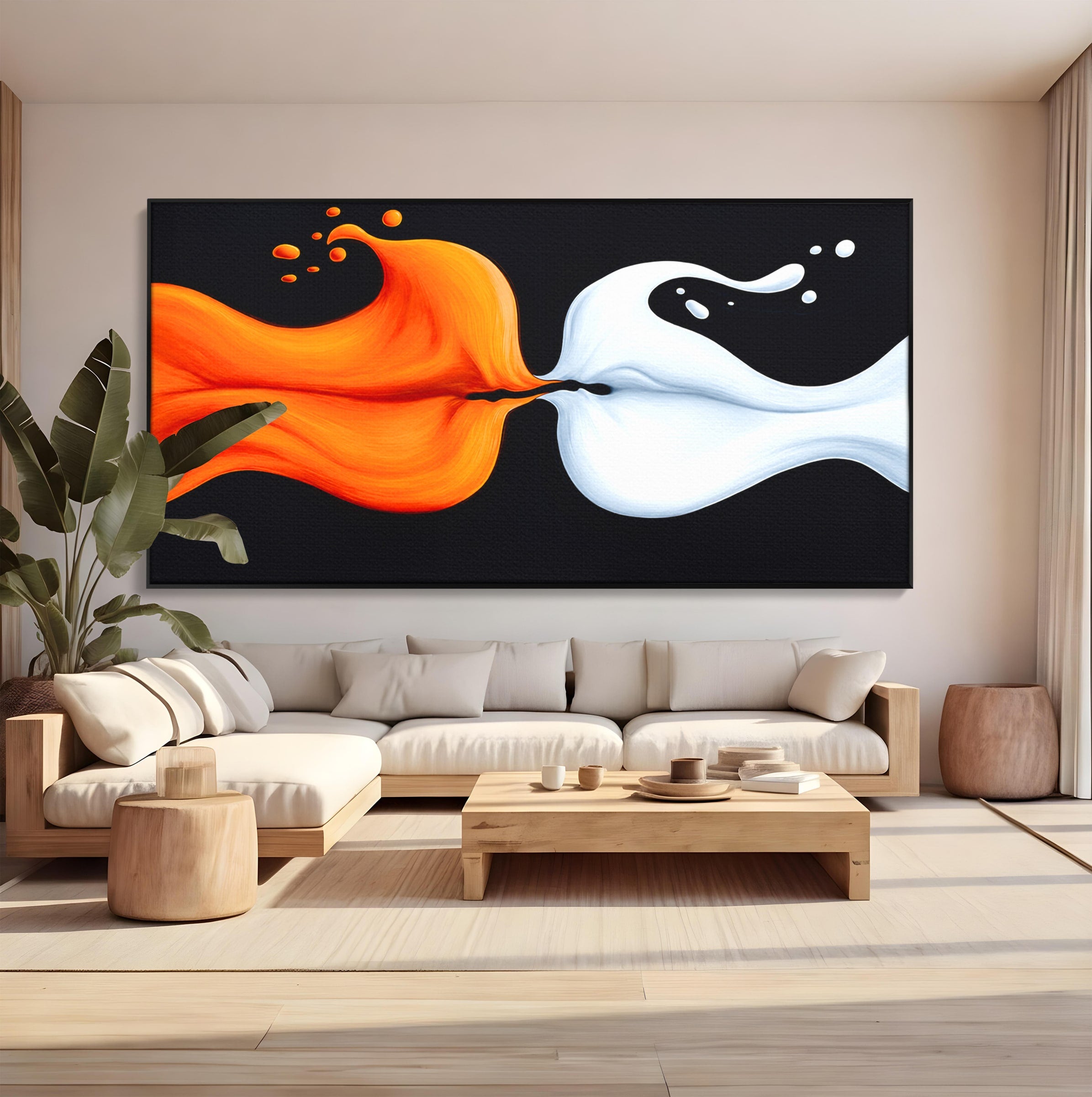 Tablou Canvas Premium LuxCanva® C1384, Imbinare Energetica, Abstract, Fluid, Dinamism, Iubire,Arta Moderna, Dormitor, Living, Culori Vibrante