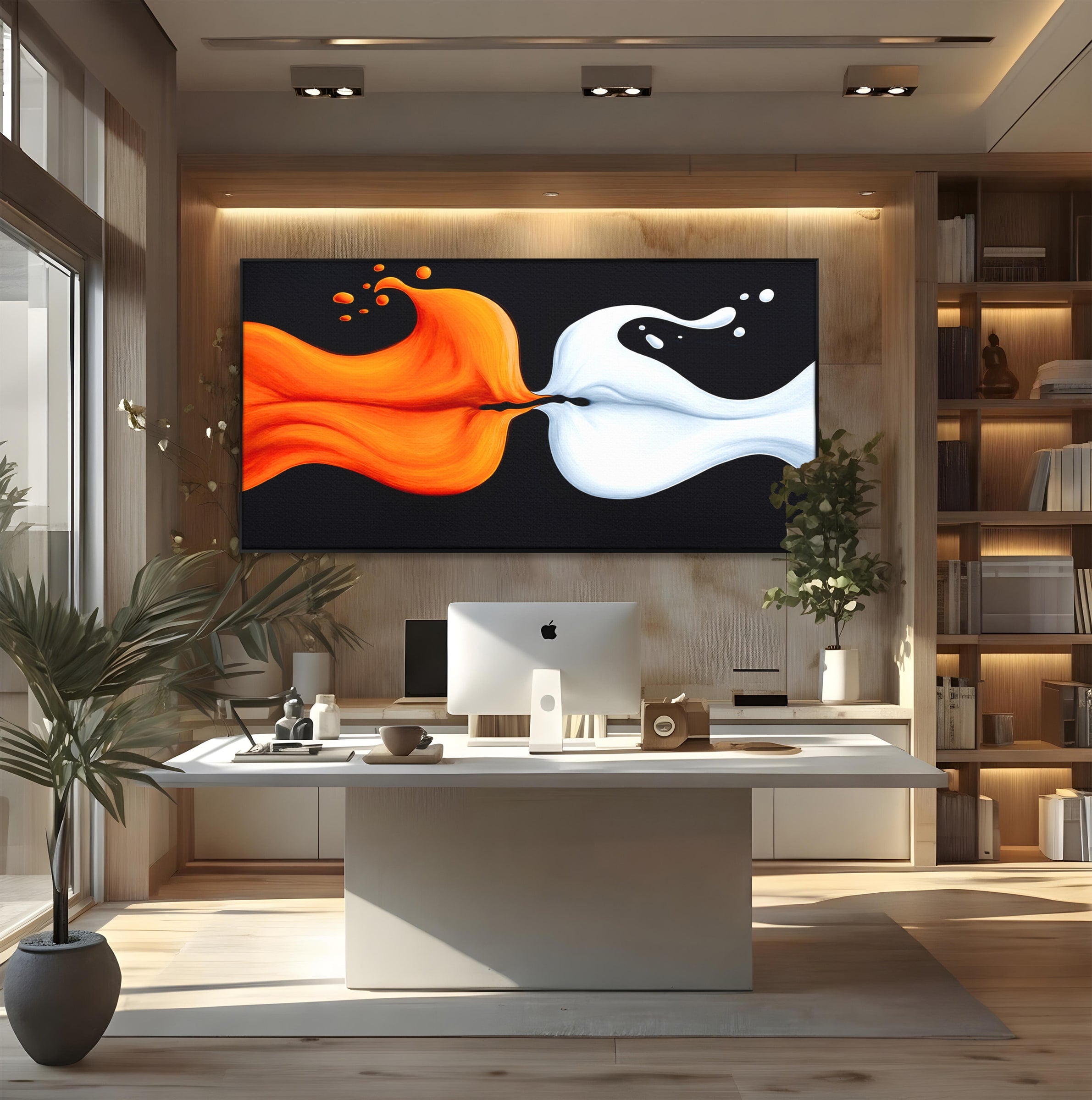 Tablou Canvas Premium LuxCanva® C1384, Imbinare Energetica, Abstract, Fluid, Dinamism, Iubire,Arta Moderna, Dormitor, Living, Culori Vibrante