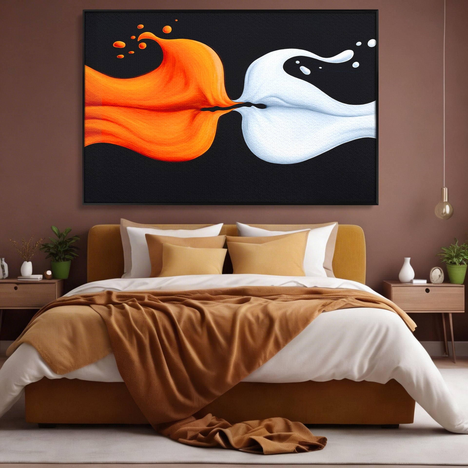 Tablou Canvas Premium LuxCanva® C1384, Imbinare Energetica, Abstract, Fluid, Dinamism, Iubire,Arta Moderna, Dormitor, Living, Culori Vibrante