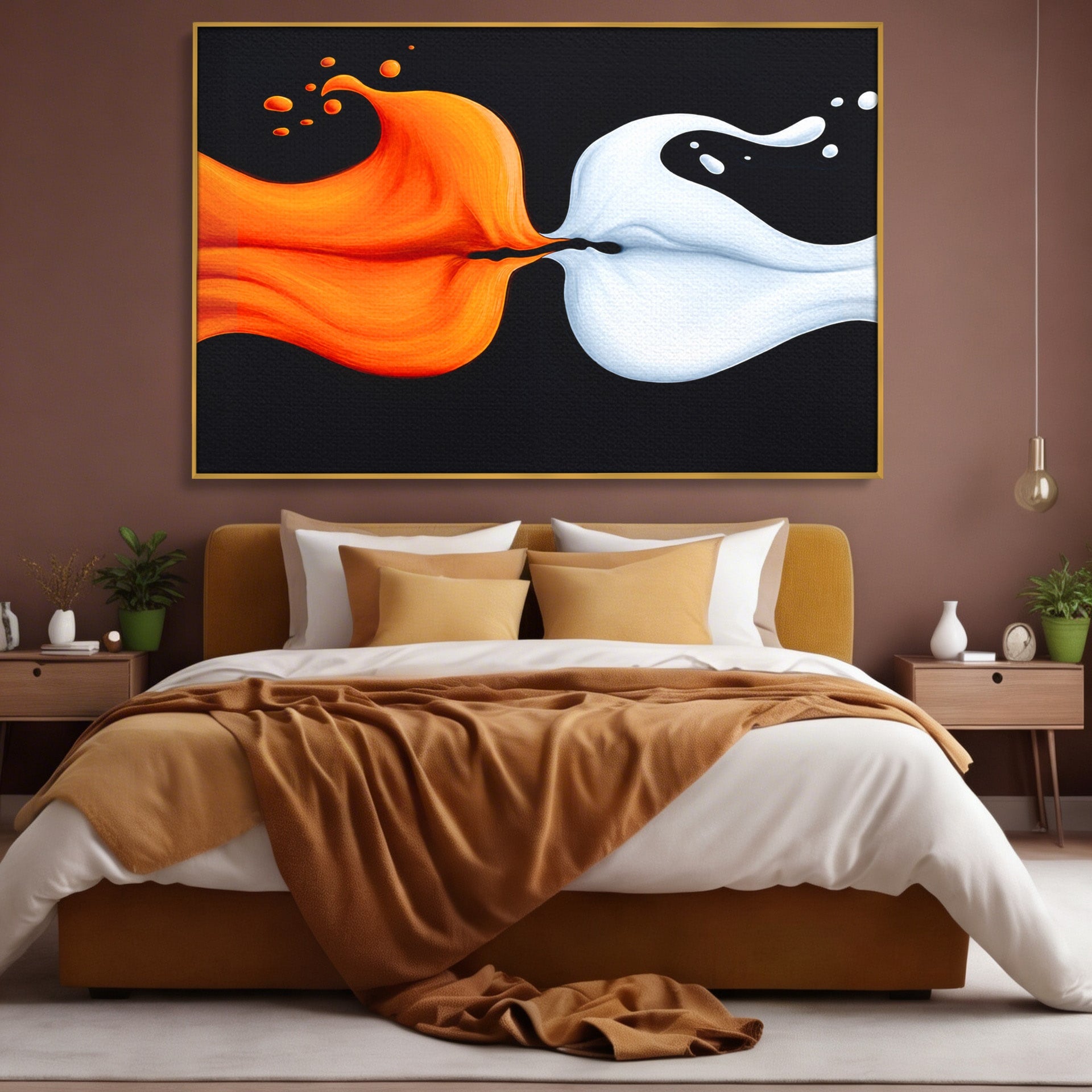 Tablou Canvas Premium LuxCanva® C1384, Imbinare Energetica, Abstract, Fluid, Dinamism, Iubire,Arta Moderna, Dormitor, Living, Culori Vibrante