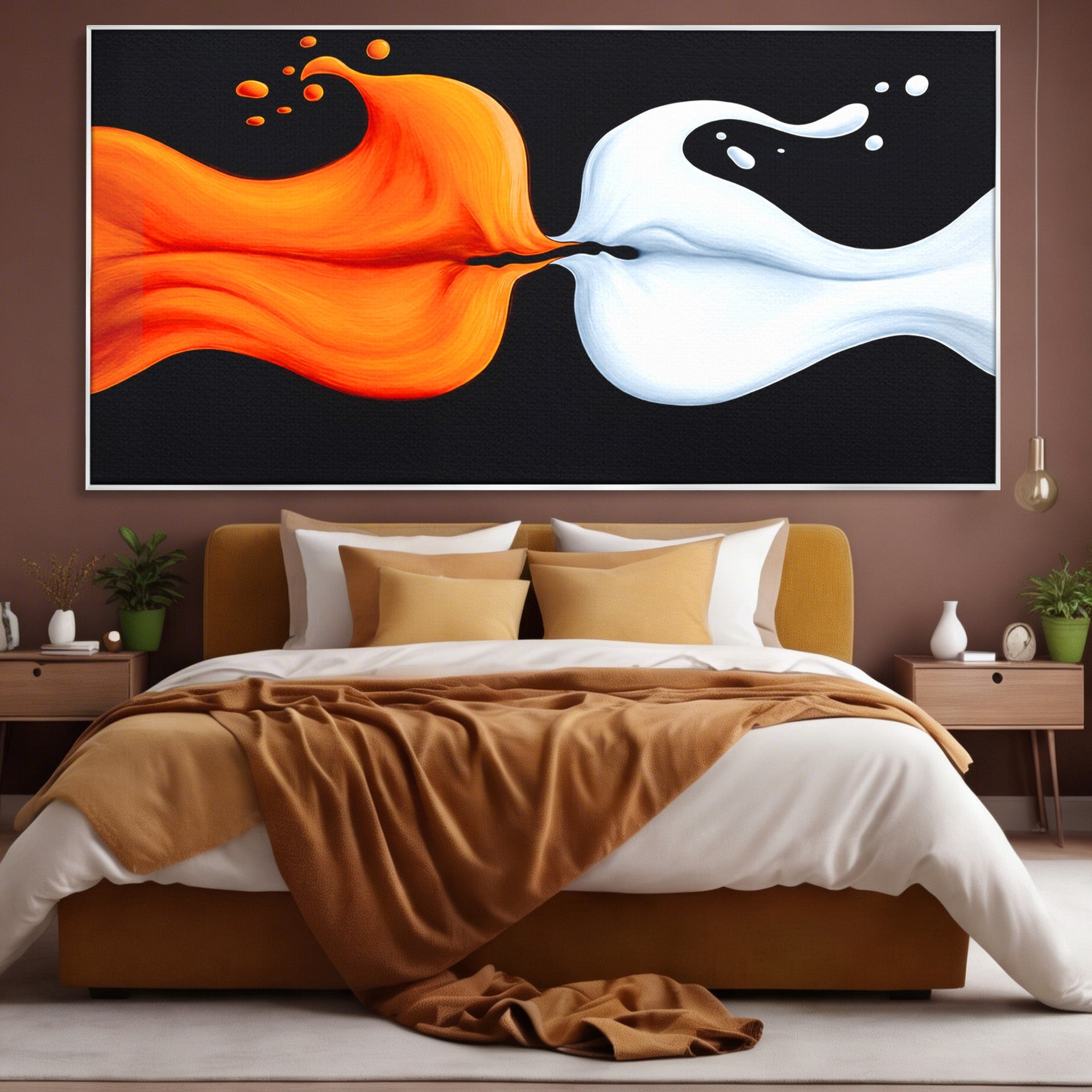 Tablou Canvas Premium LuxCanva® C1384, Imbinare Energetica, Abstract, Fluid, Dinamism, Iubire,Arta Moderna, Dormitor, Living, Culori Vibrante