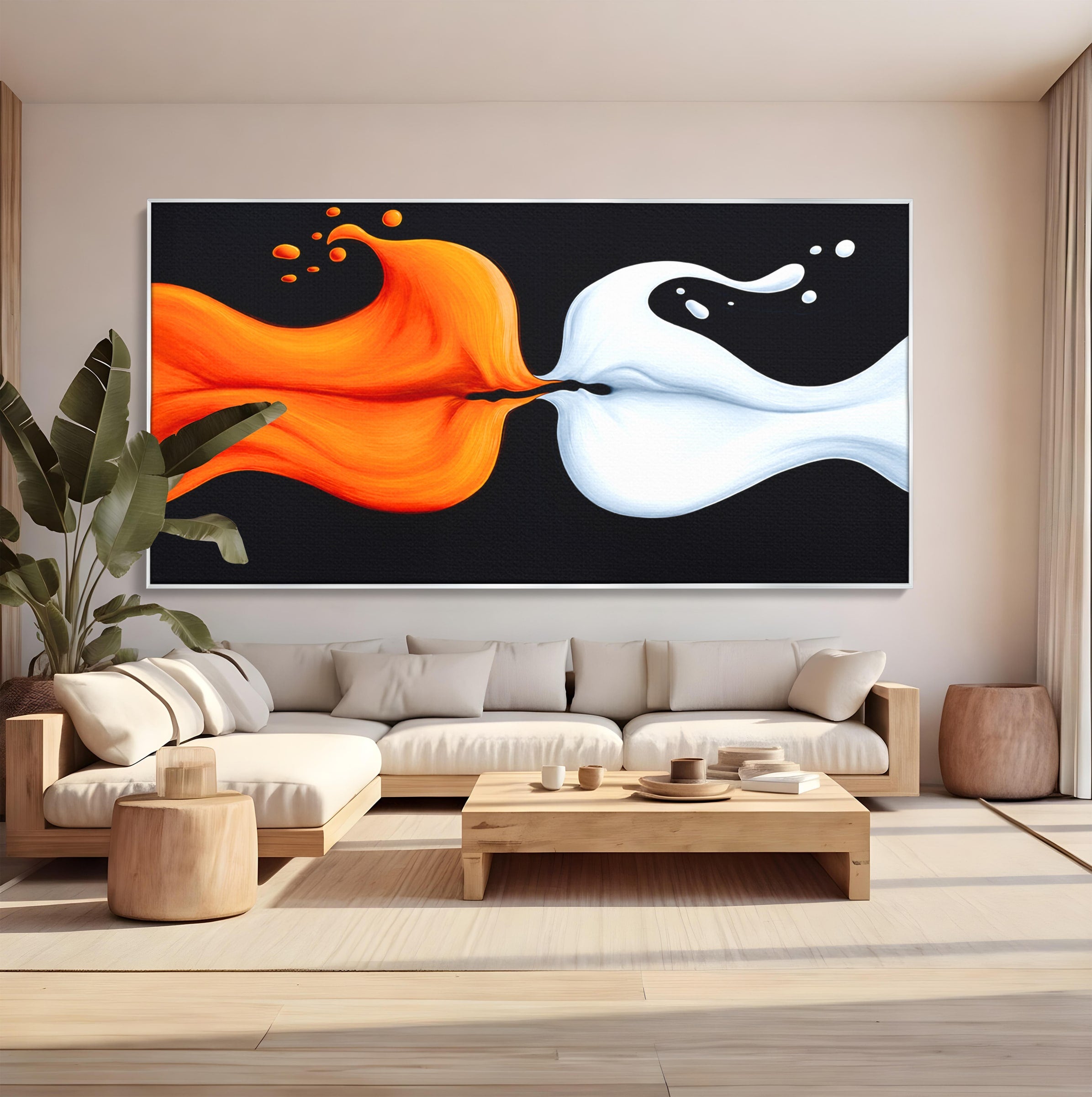 Tablou Canvas Premium LuxCanva® C1384, Imbinare Energetica, Abstract, Fluid, Dinamism, Iubire,Arta Moderna, Dormitor, Living, Culori Vibrante
