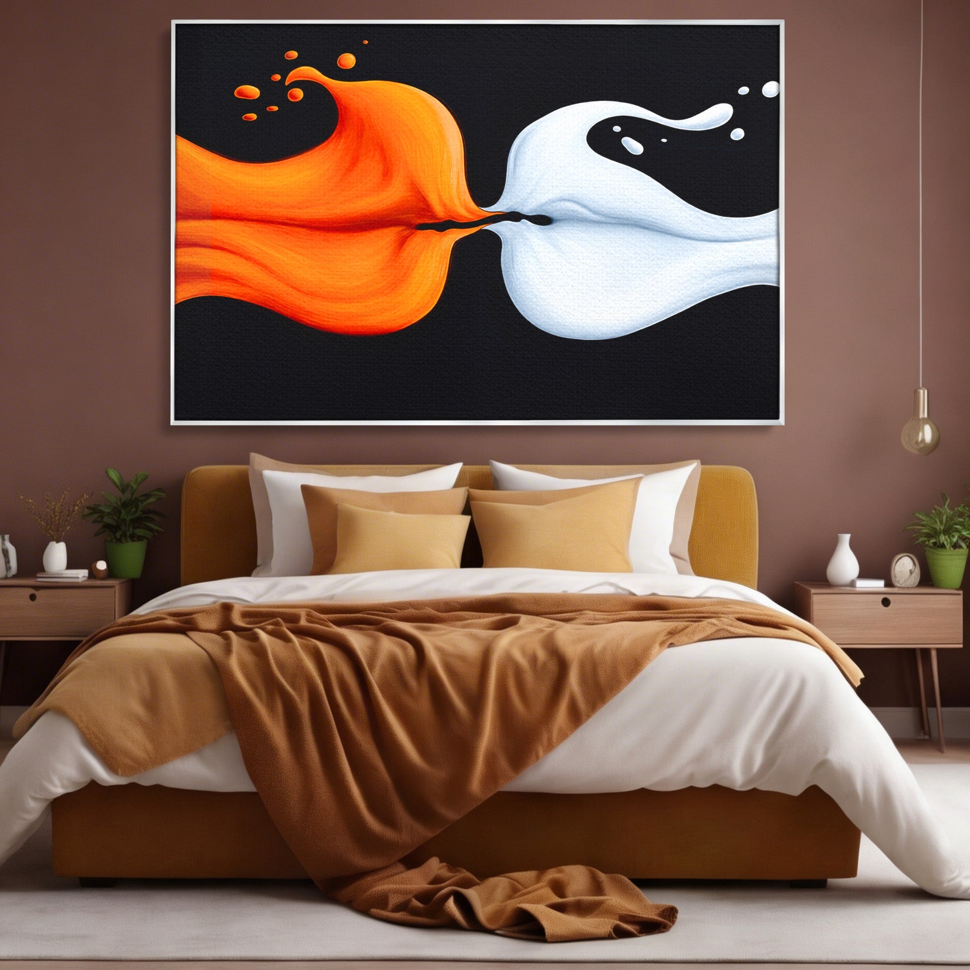 Tablou Canvas Premium LuxCanva® C1384, Imbinare Energetica, Abstract, Fluid, Dinamism, Iubire,Arta Moderna, Dormitor, Living, Culori Vibrante