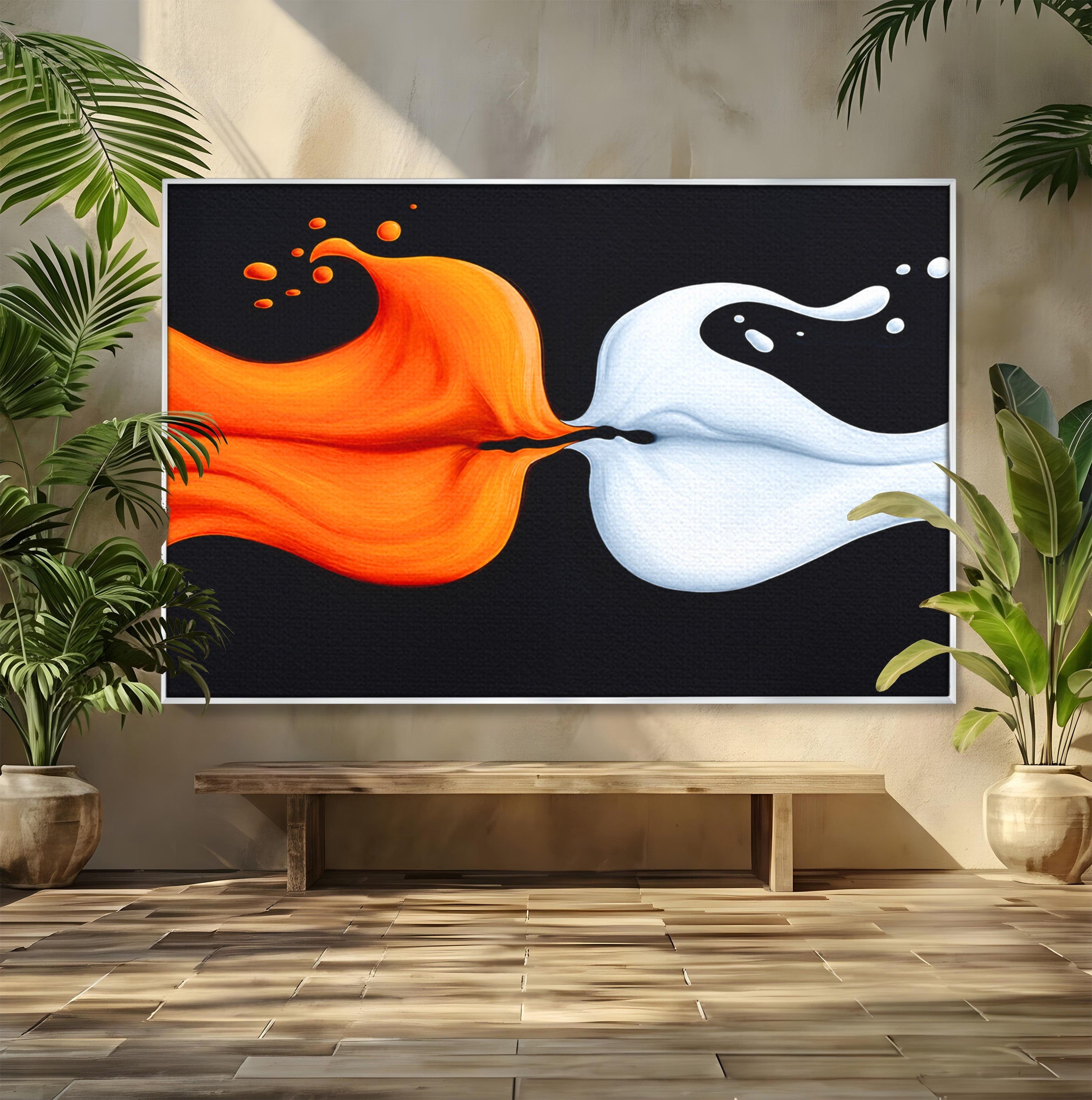 Tablou Canvas Premium LuxCanva® C1384, Imbinare Energetica, Abstract, Fluid, Dinamism, Iubire,Arta Moderna, Dormitor, Living, Culori Vibrante