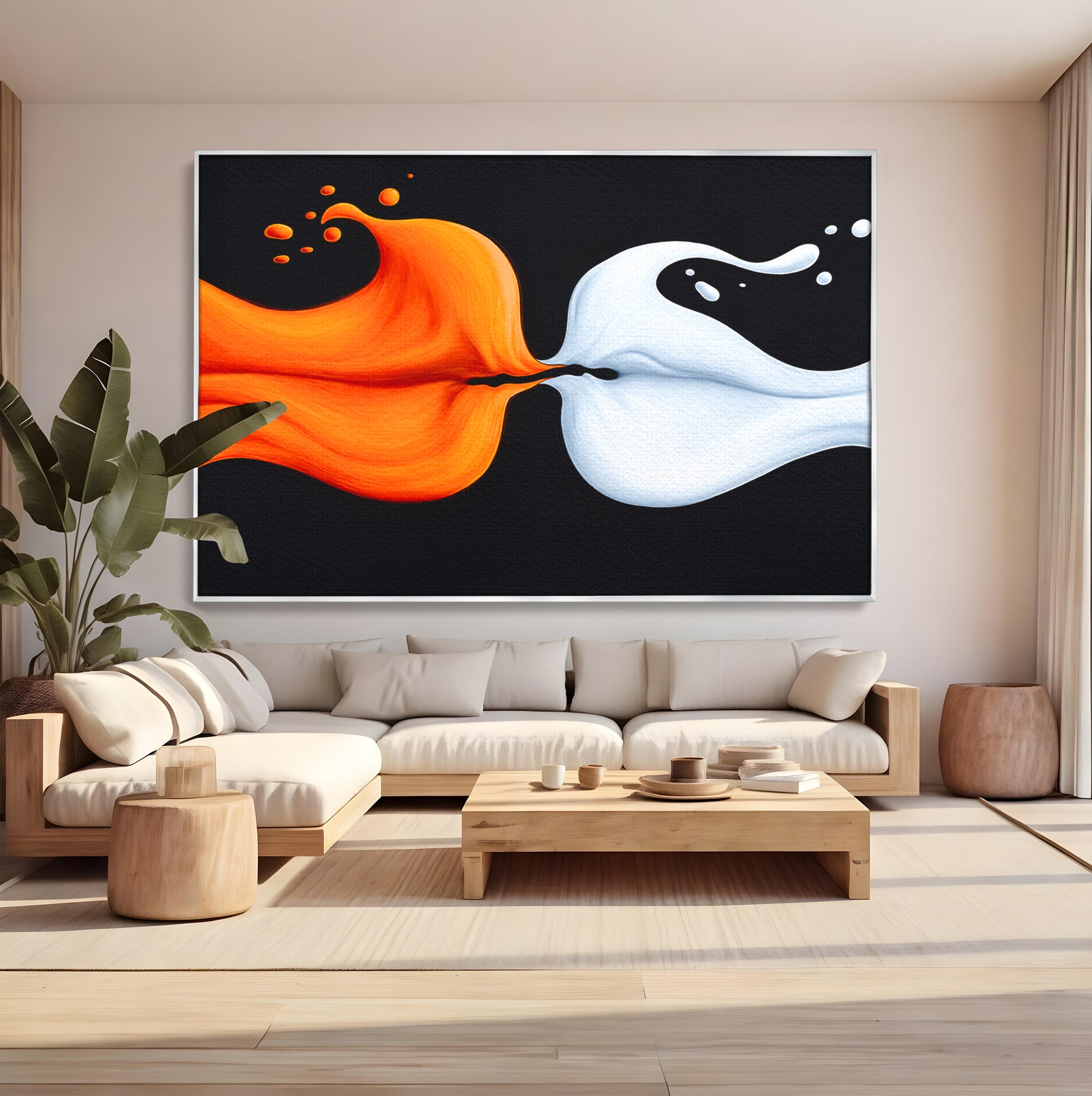 Tablou Canvas Premium LuxCanva® C1384, Imbinare Energetica, Abstract, Fluid, Dinamism, Iubire,Arta Moderna, Dormitor, Living, Culori Vibrante