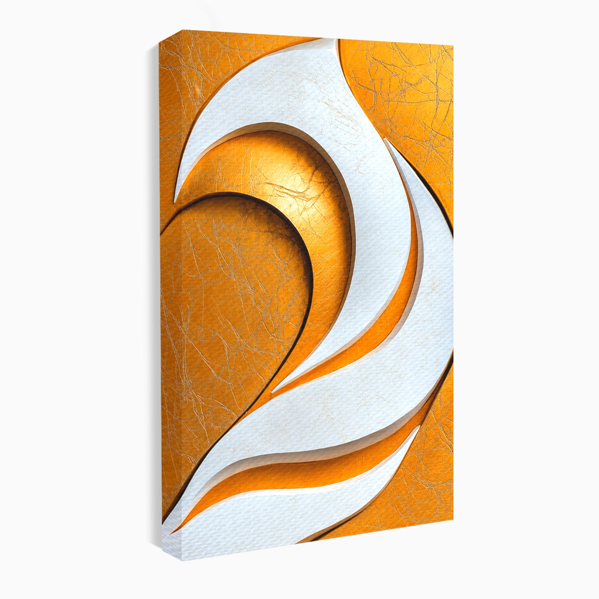Tablou Canvas Premium LuxCanva® C1385, Necunoscuta Aurie, Abstract, Modern, Arta Contemporana, Alb, Eleganta, Birou, Culori Vibrante
