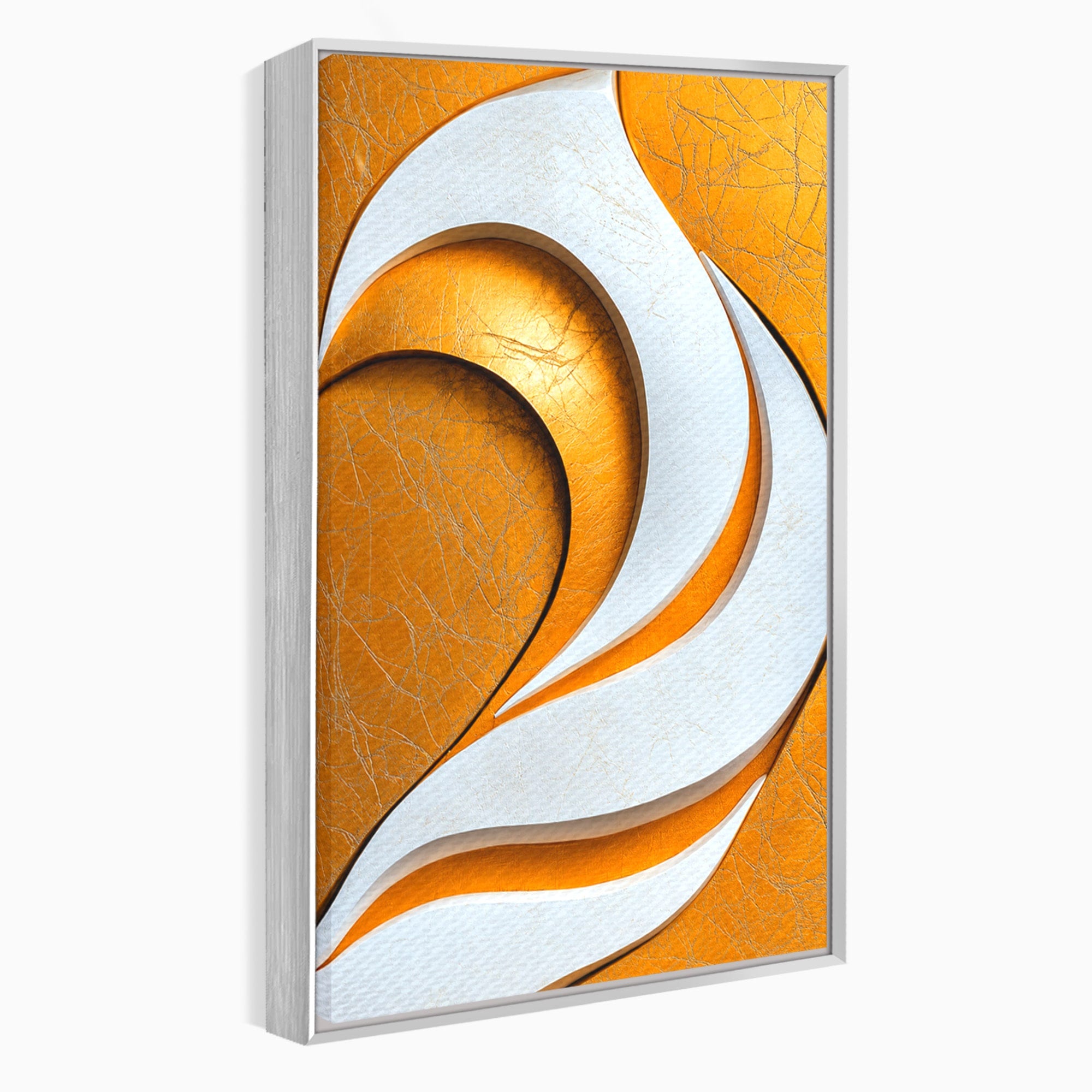 Tablou Canvas Premium LuxCanva® C1385, Necunoscuta Aurie, Abstract, Modern, Arta Contemporana, Alb, Eleganta, Birou, Culori Vibrante